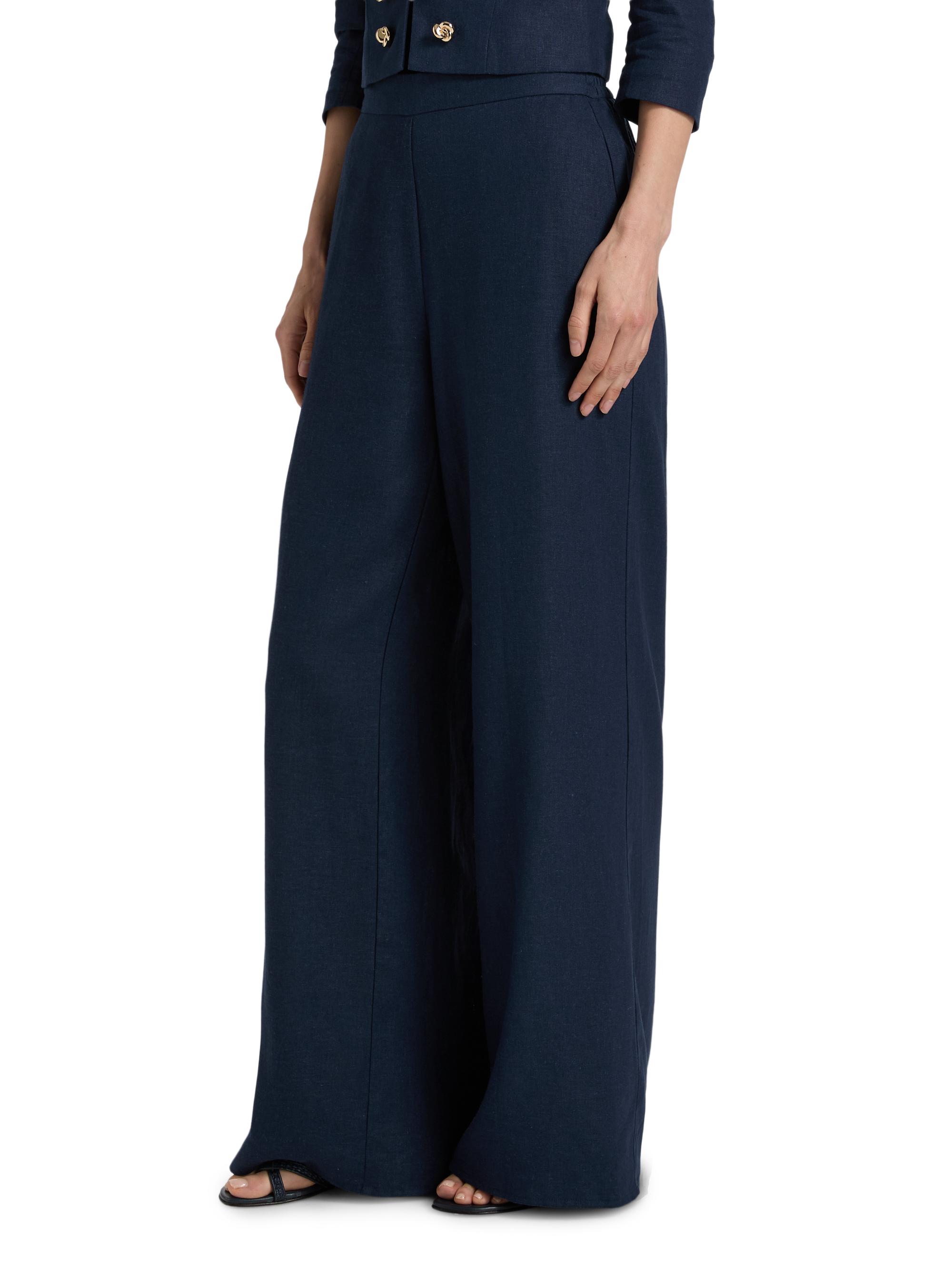 Generation Love Women's Kelela Linen Wide-Leg Pants - French Navy | Thumbnail 4