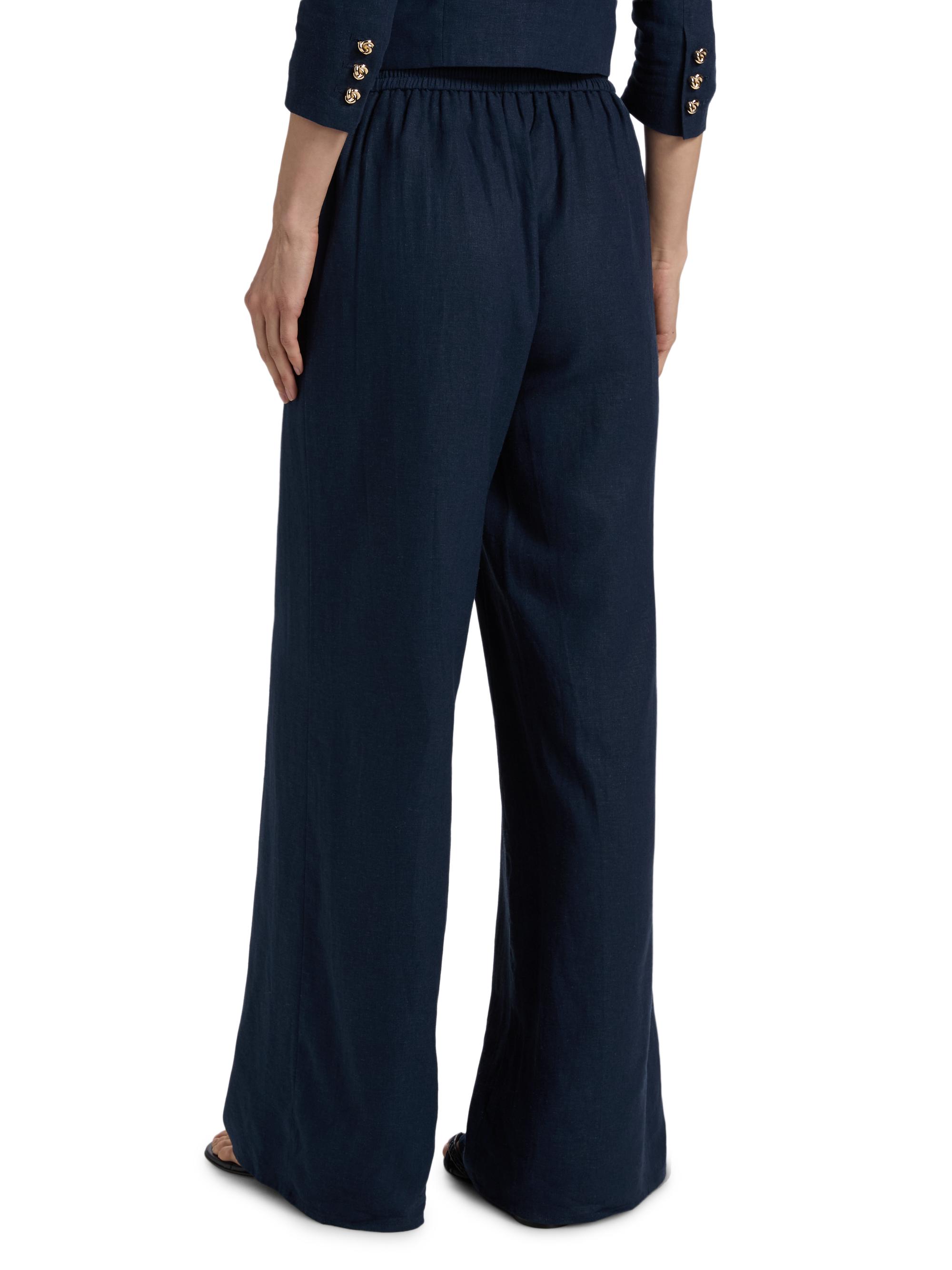 Generation Love Women's Kelela Linen Wide-Leg Pants - French Navy | Thumbnail 5