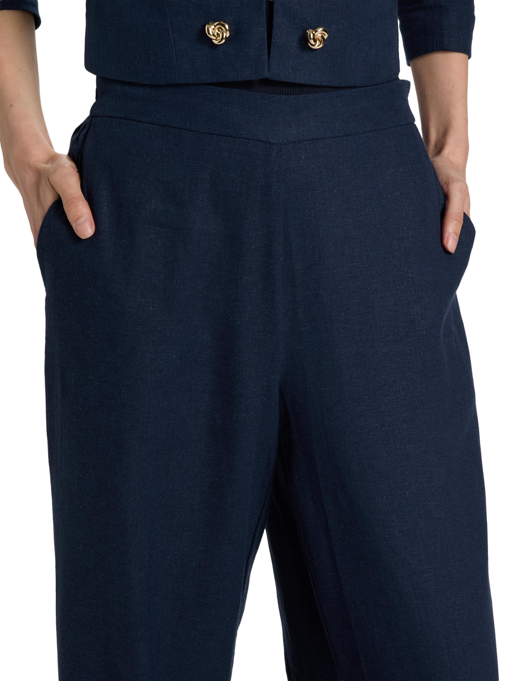 Generation Love Women's Kelela Linen Wide-Leg Pants - French Navy | Thumbnail 6