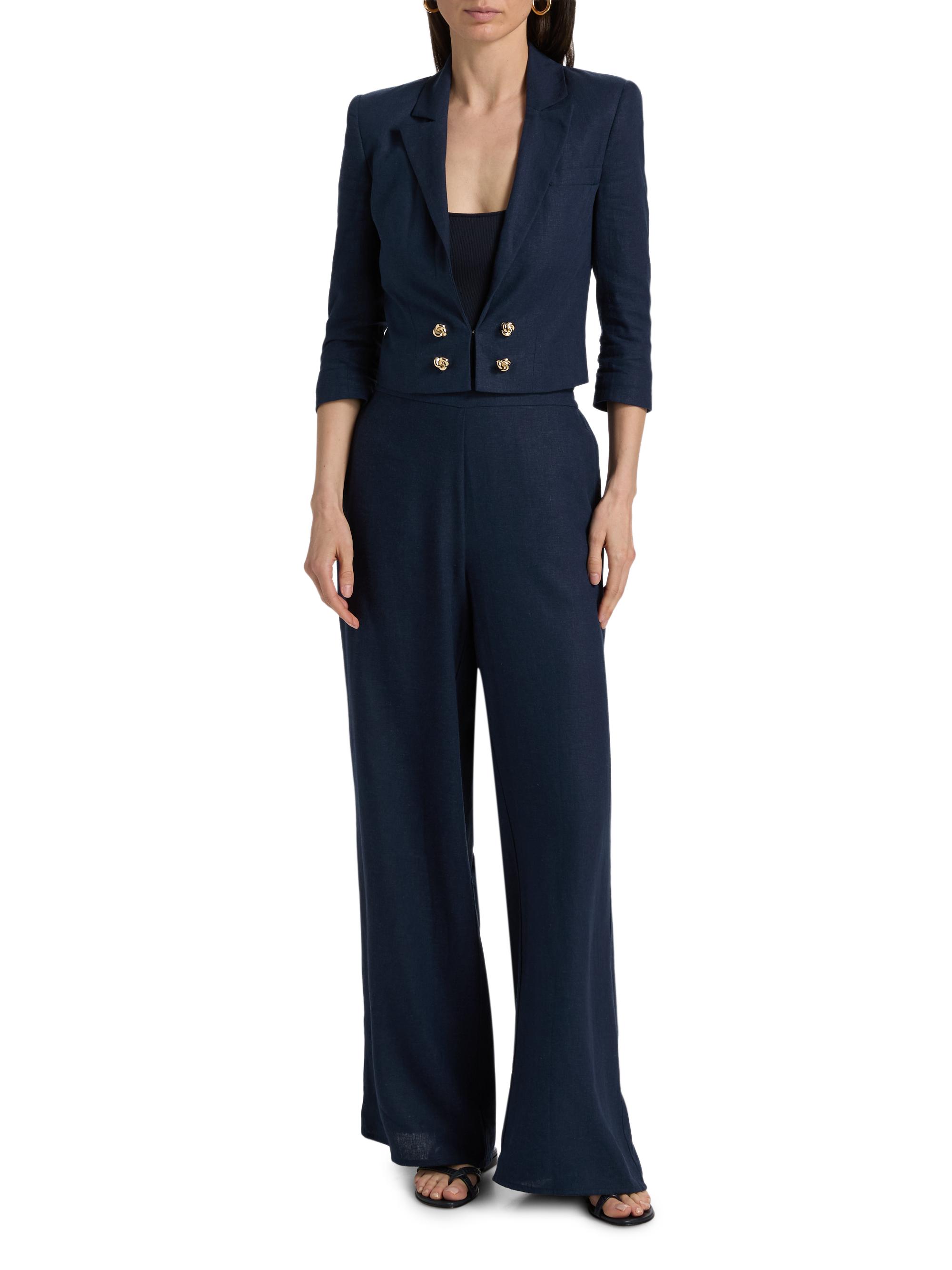 Generation Love Women's Kelela Linen Wide-Leg Pants - French Navy | Thumbnail 2