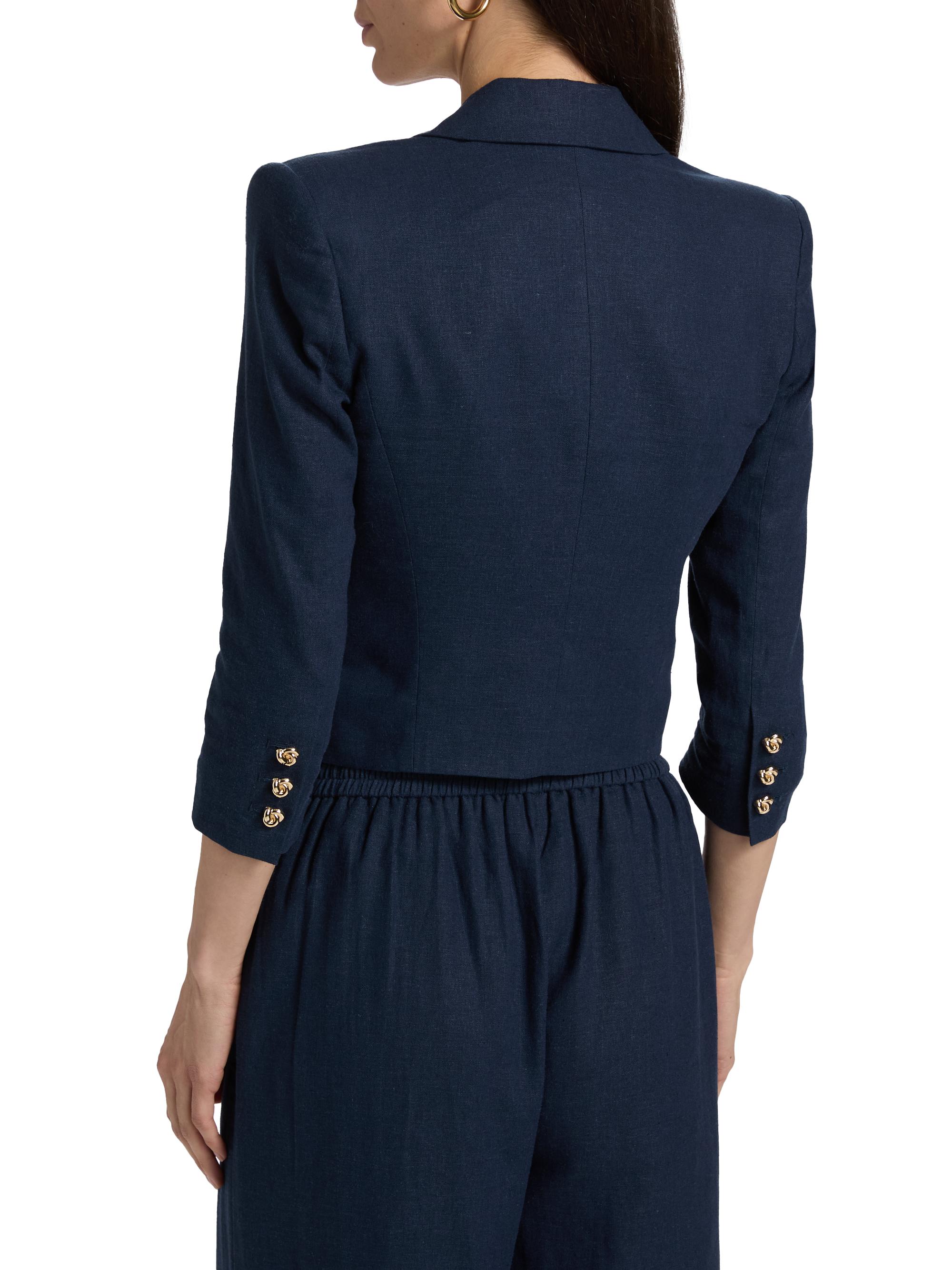 Generation Love Women's Emmeline Linen Crop Blazer - French Navy | Thumbnail 5