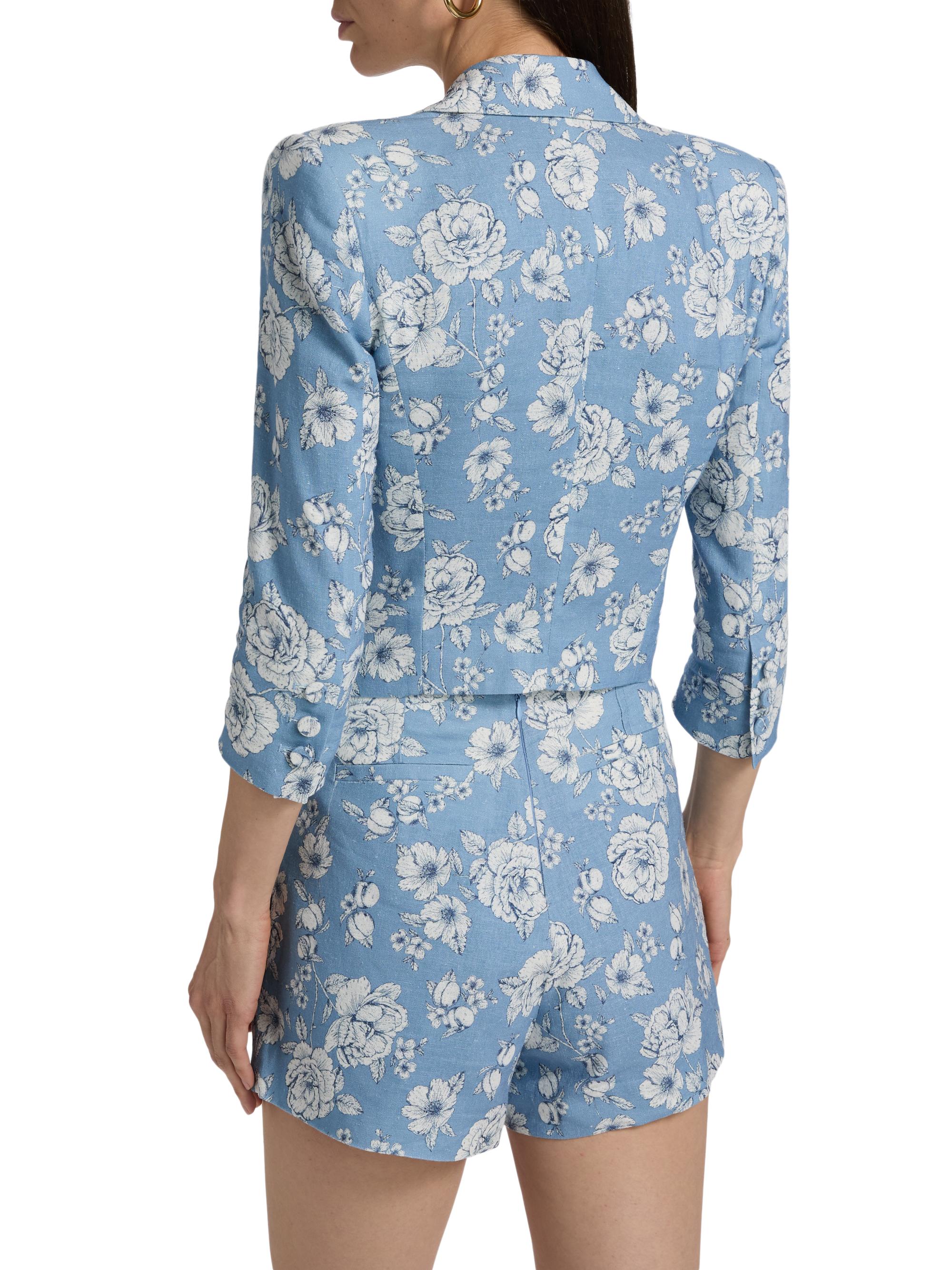 Generation Love Women's Emmeline Floral Linen Crop Blazer - Heritage Toile White | Thumbnail 5