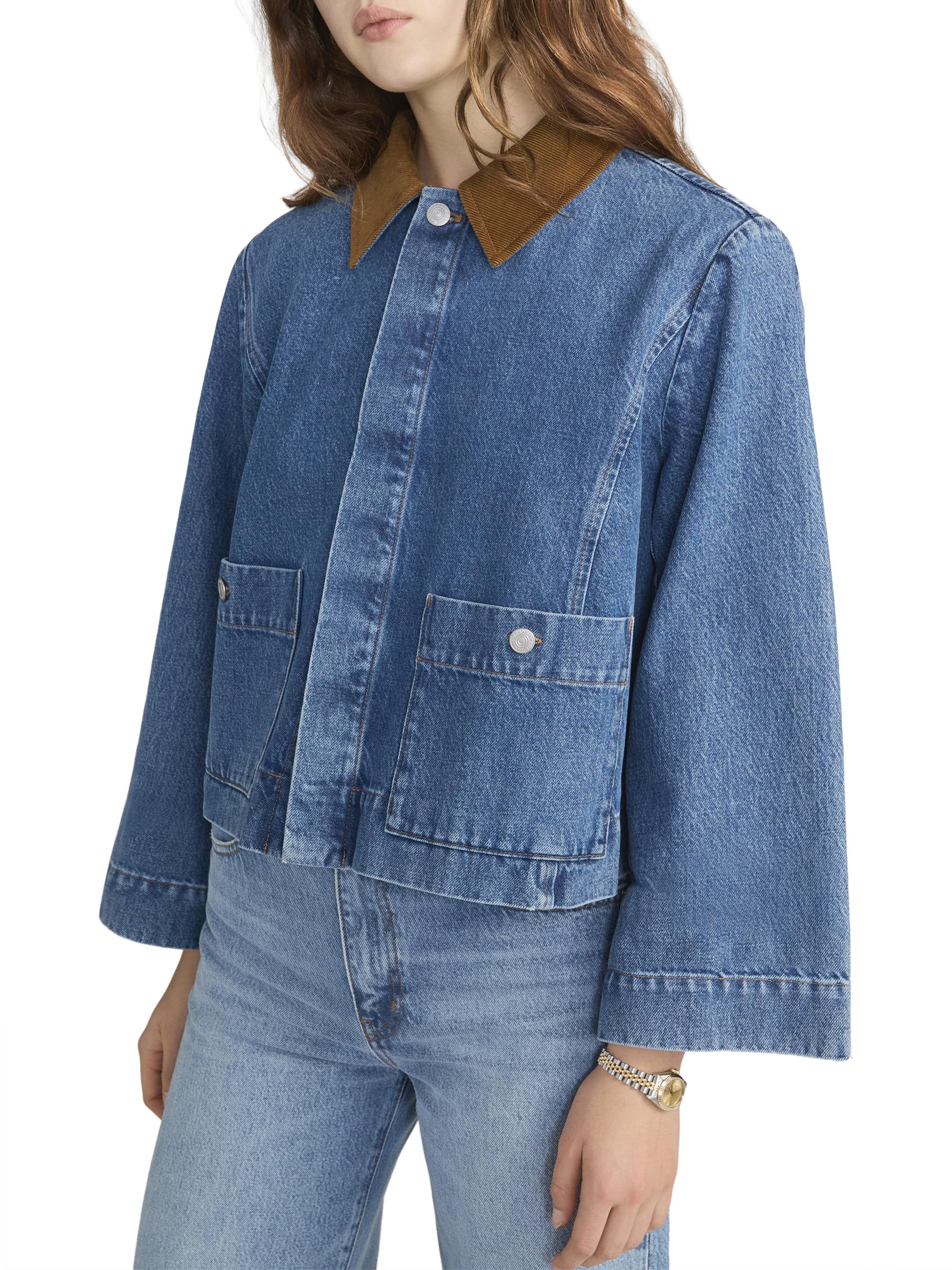 FRAME Women's The Mini Denim Swing Jacket - Sonic | Thumbnail 5