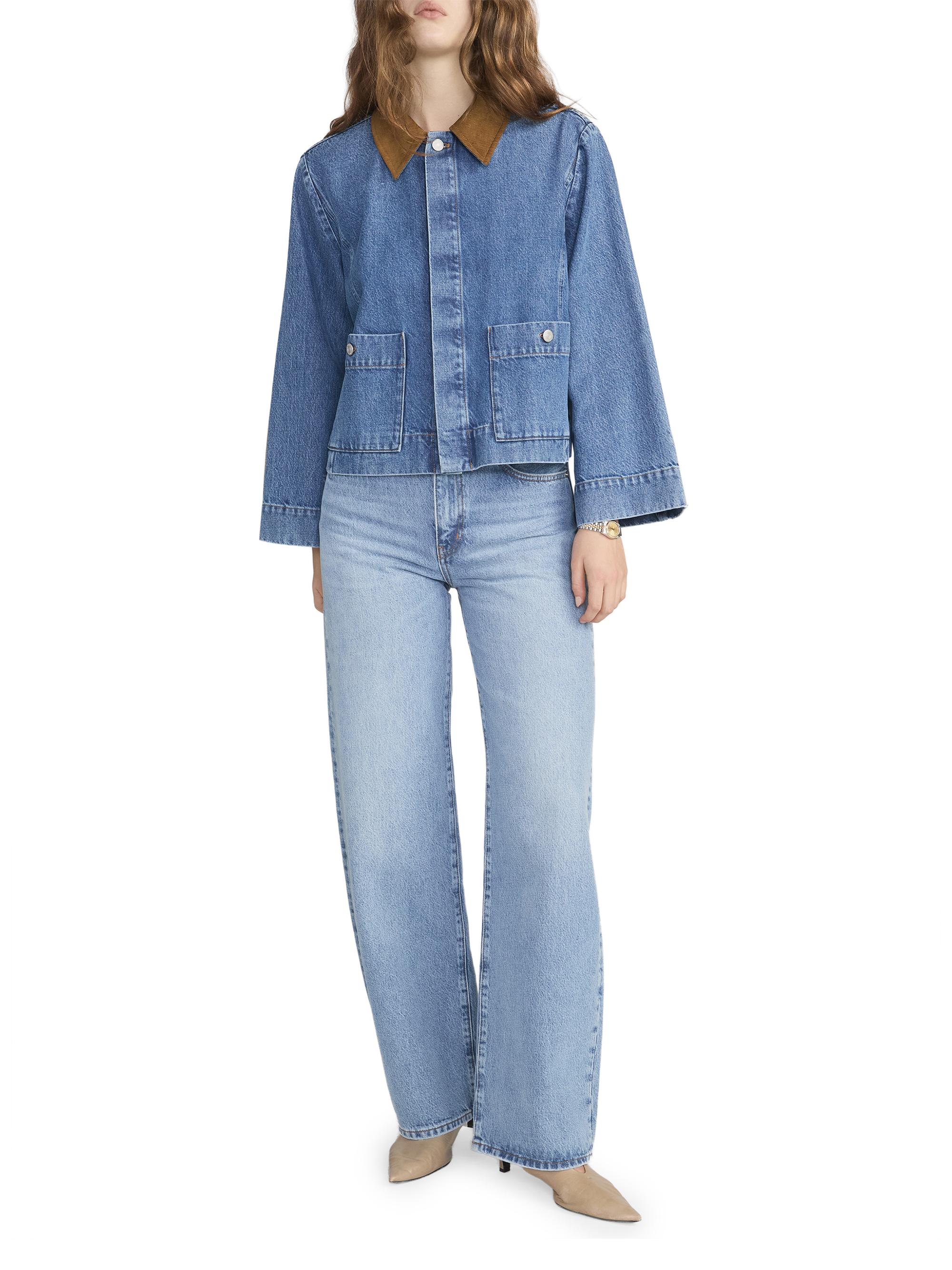 FRAME Women's The Mini Denim Swing Jacket - Sonic | Thumbnail 2
