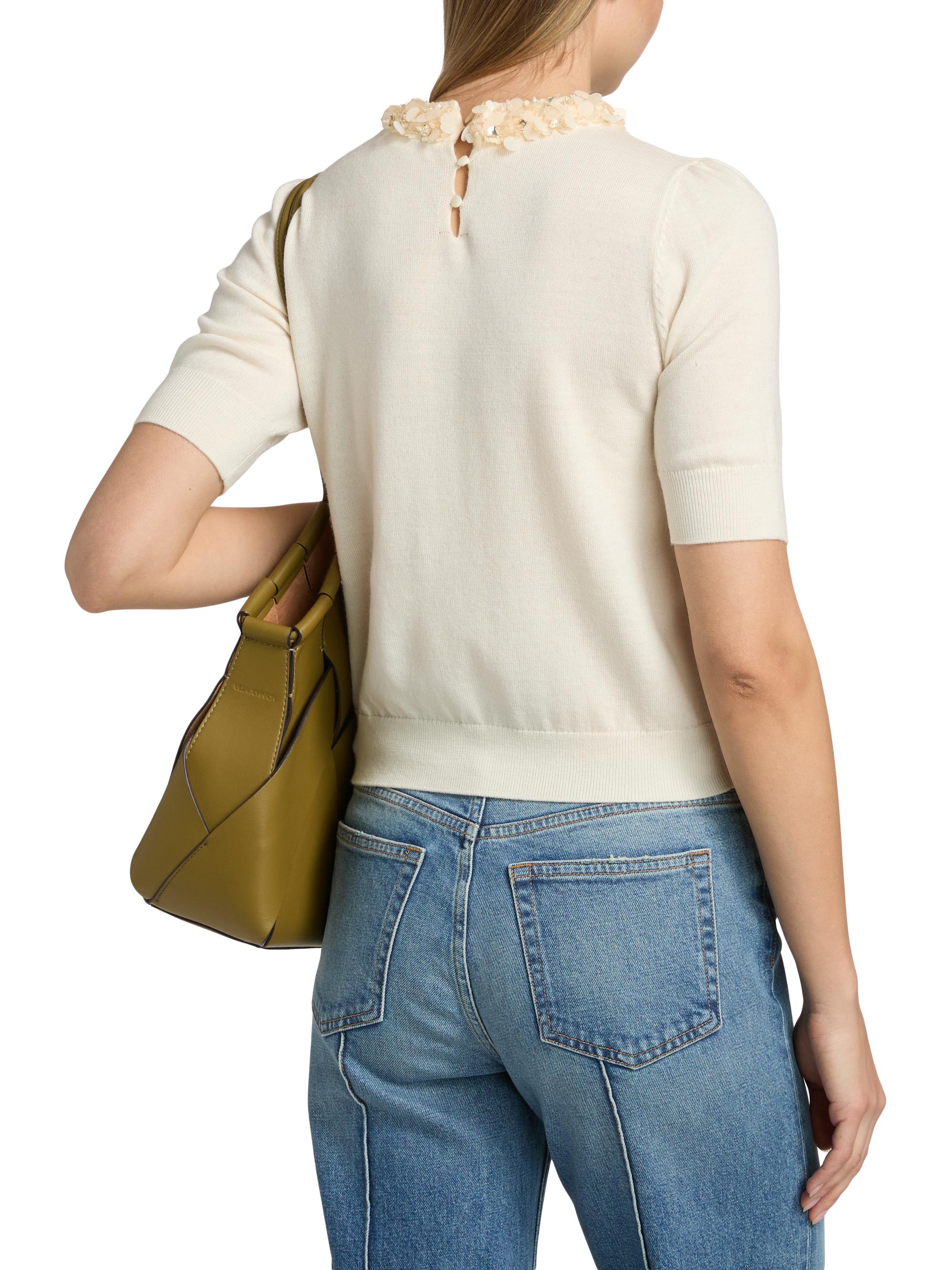 Ulla Johnson Women's Jude Embellished-Trim Merino Wool Short-Sleeve Top - Pearled | Thumbnail 5