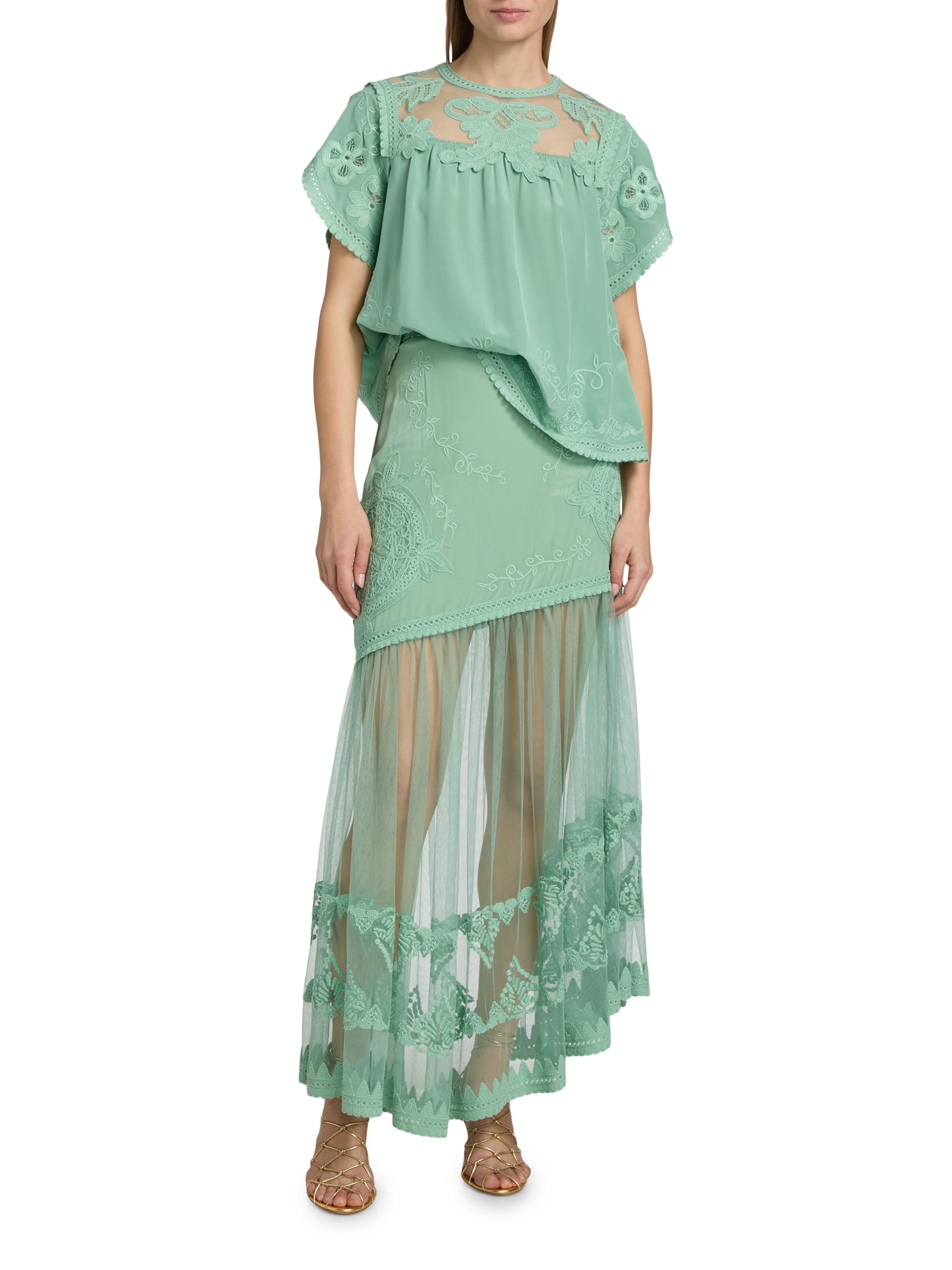 Ulla Johnson Women's Florence Embroidered Floral Silk Tulle Top - Arctic | Thumbnail 2