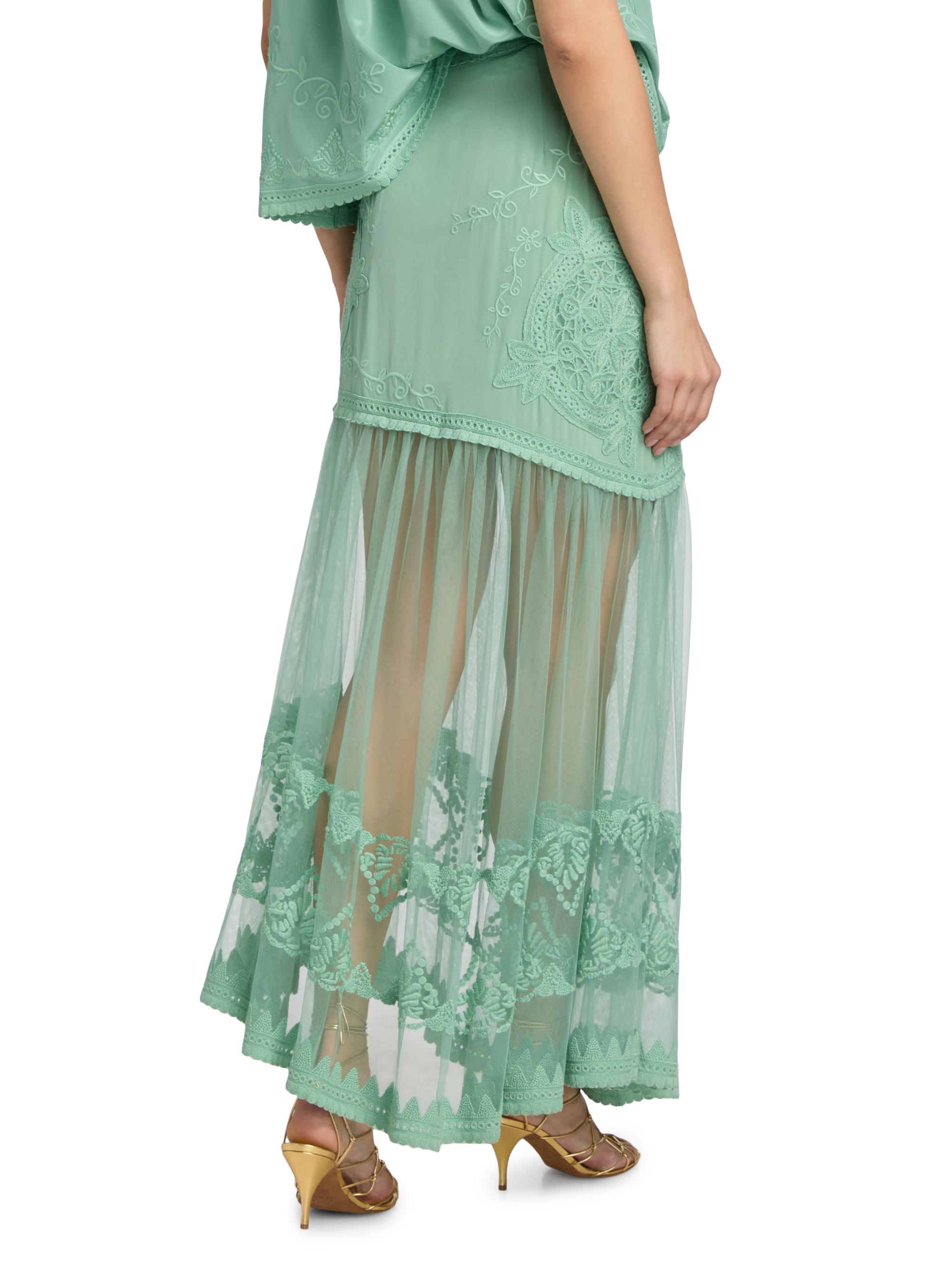 Ulla Johnson Women's Elspeth Floral-Embroidered Sheer Silk Midi-Skirt - Arctic | Thumbnail 5