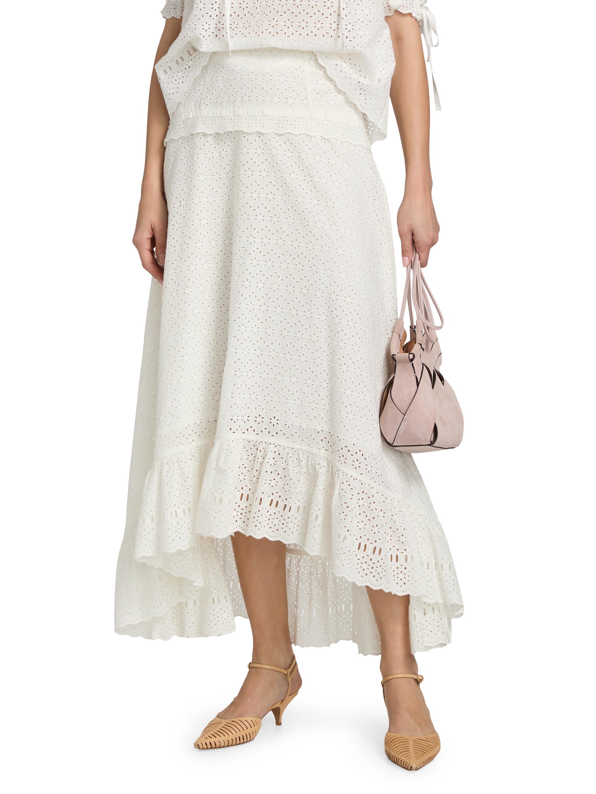 Ulla Johnson Women's Violetta High-Low Cotton A-Line Midi-Skirt - Pristine | Thumbnail 3