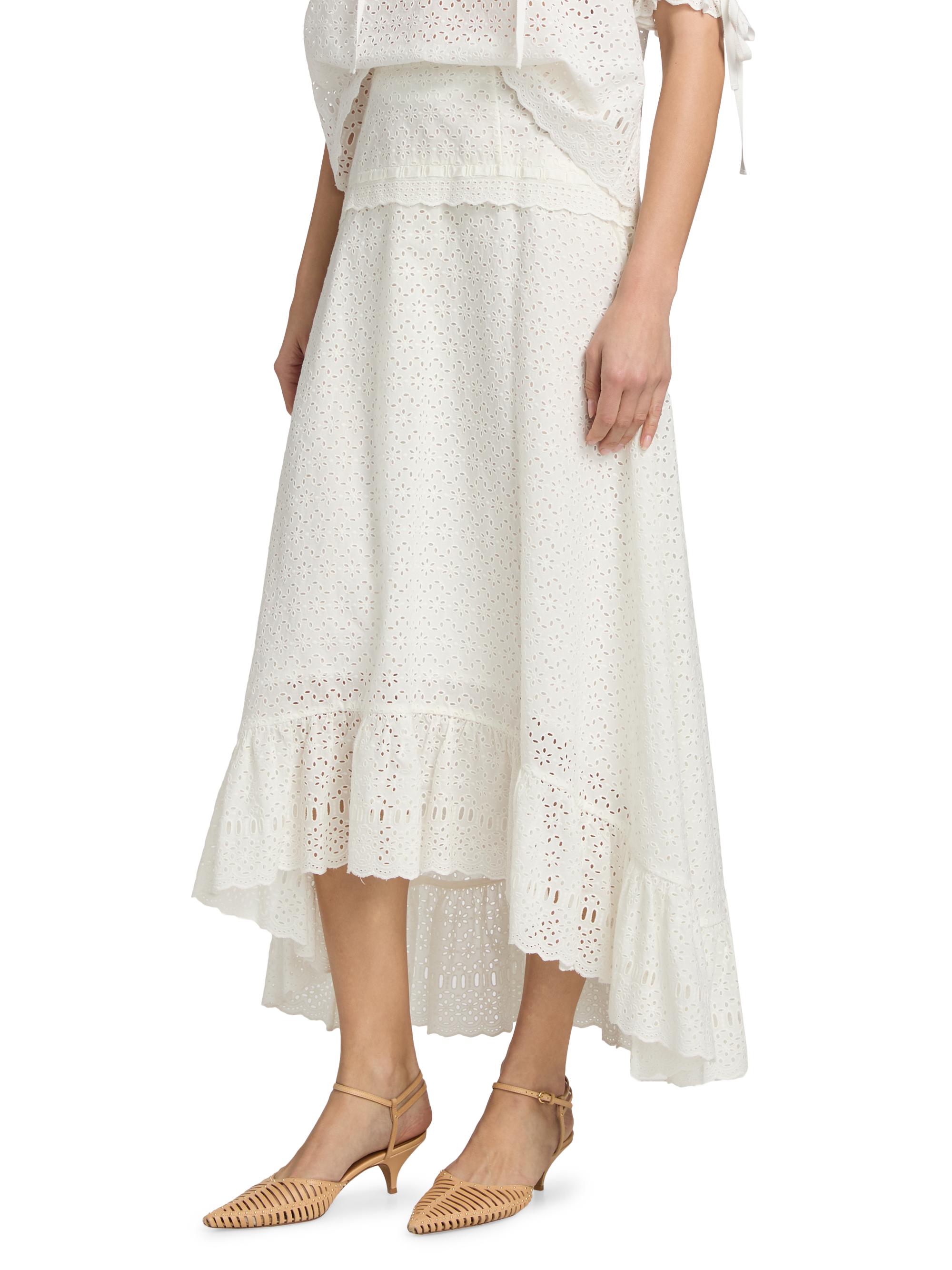 Ulla Johnson Women's Violetta High-Low Cotton A-Line Midi-Skirt - Pristine | Thumbnail 4