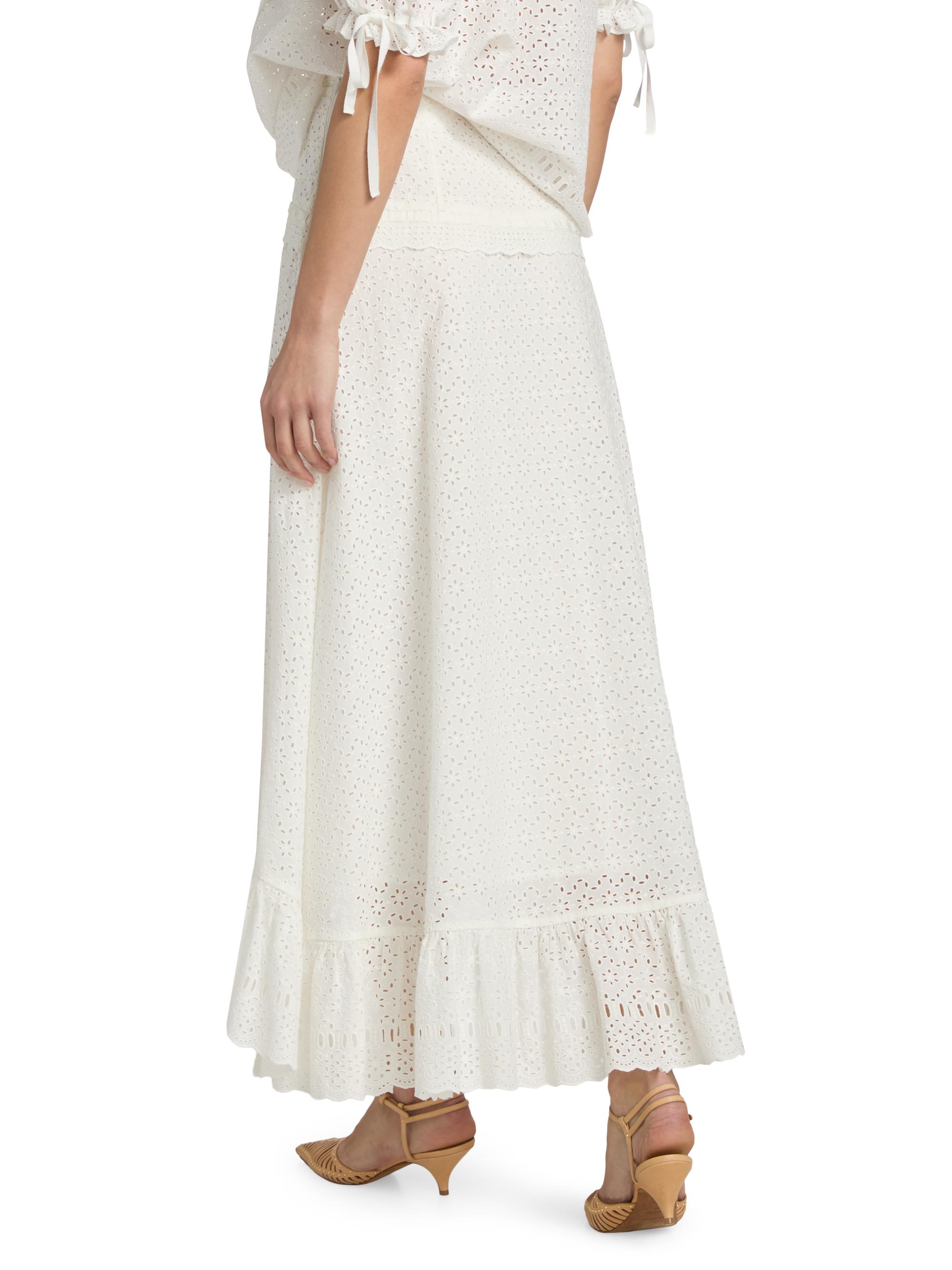 Ulla Johnson Women's Violetta High-Low Cotton A-Line Midi-Skirt - Pristine | Thumbnail 5