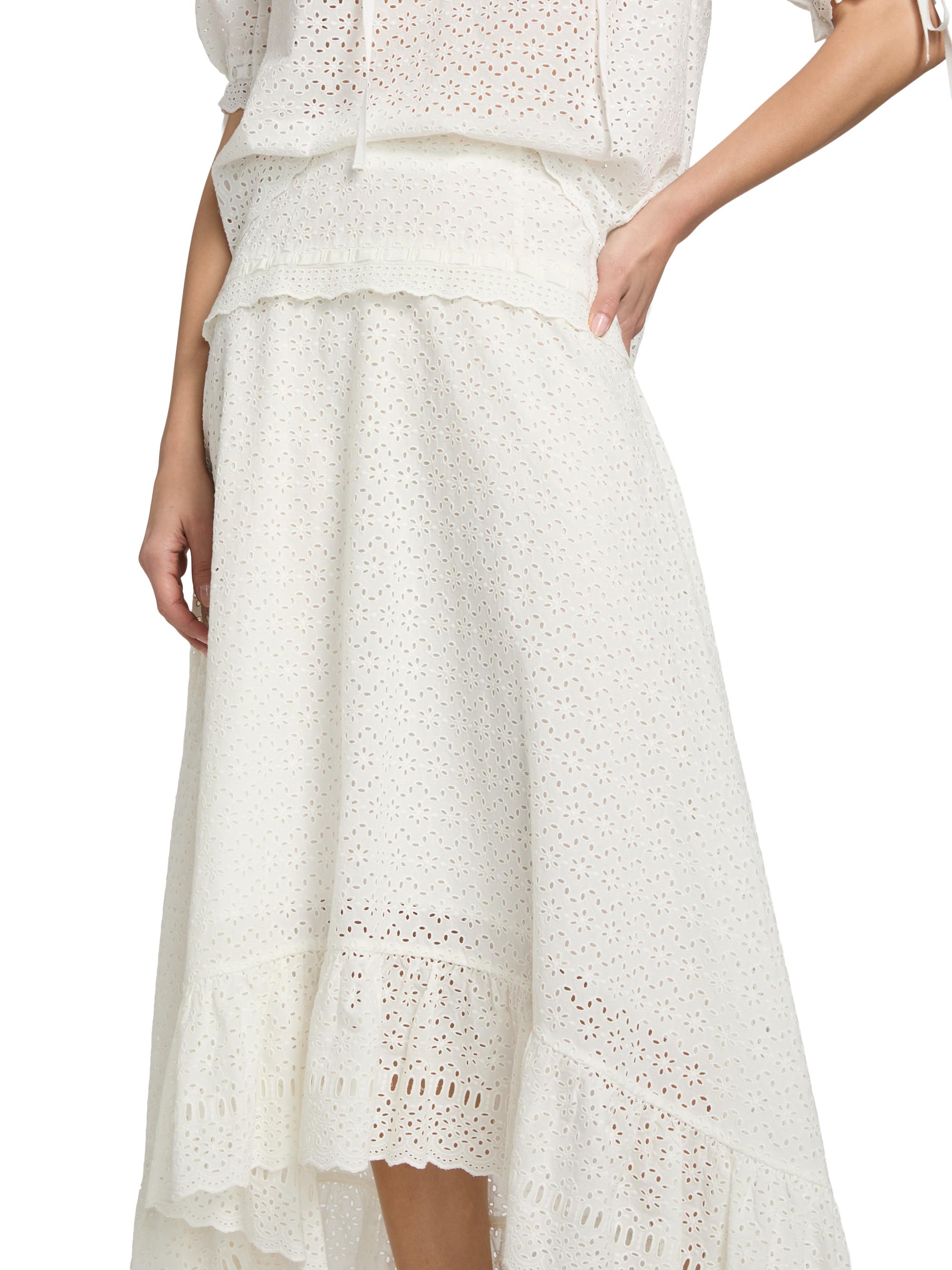 Ulla Johnson Women's Violetta High-Low Cotton A-Line Midi-Skirt - Pristine | Thumbnail 6