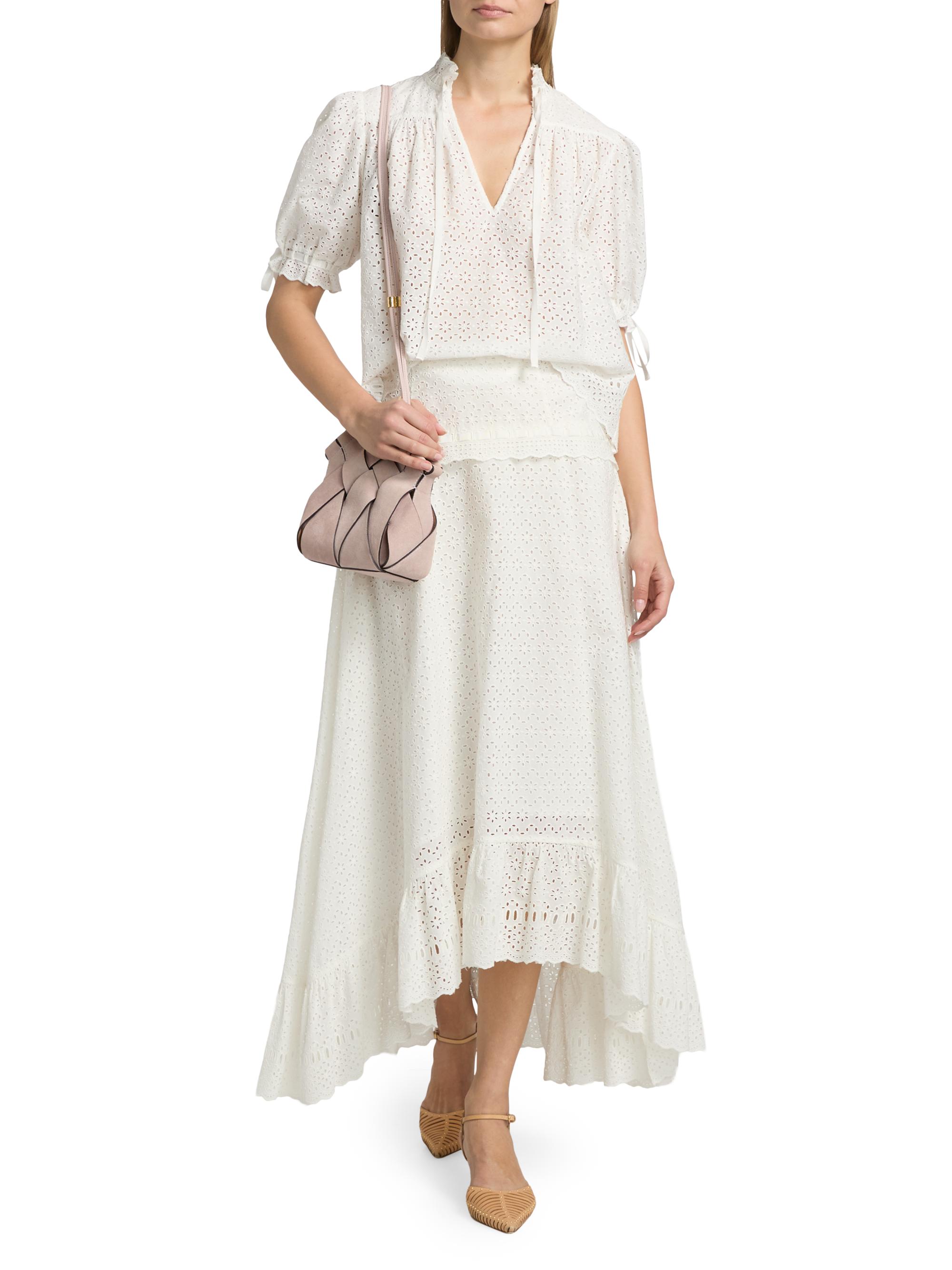 Ulla Johnson Women's Violetta High-Low Cotton A-Line Midi-Skirt - Pristine | Thumbnail 2