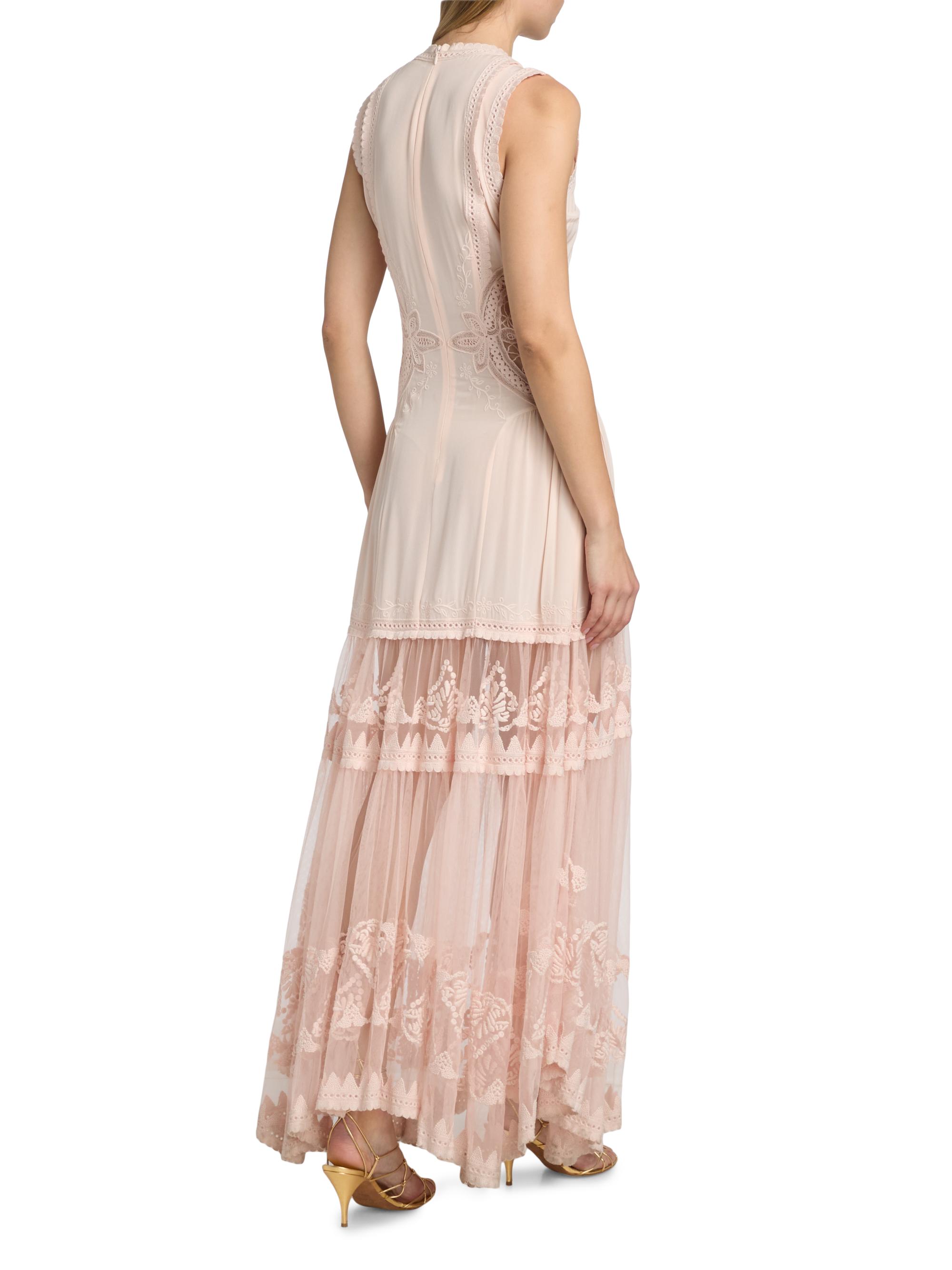 Ulla Johnson Women's Florence Embroidered Silk & Tulle Maxi Dress - Blush | Thumbnail 5