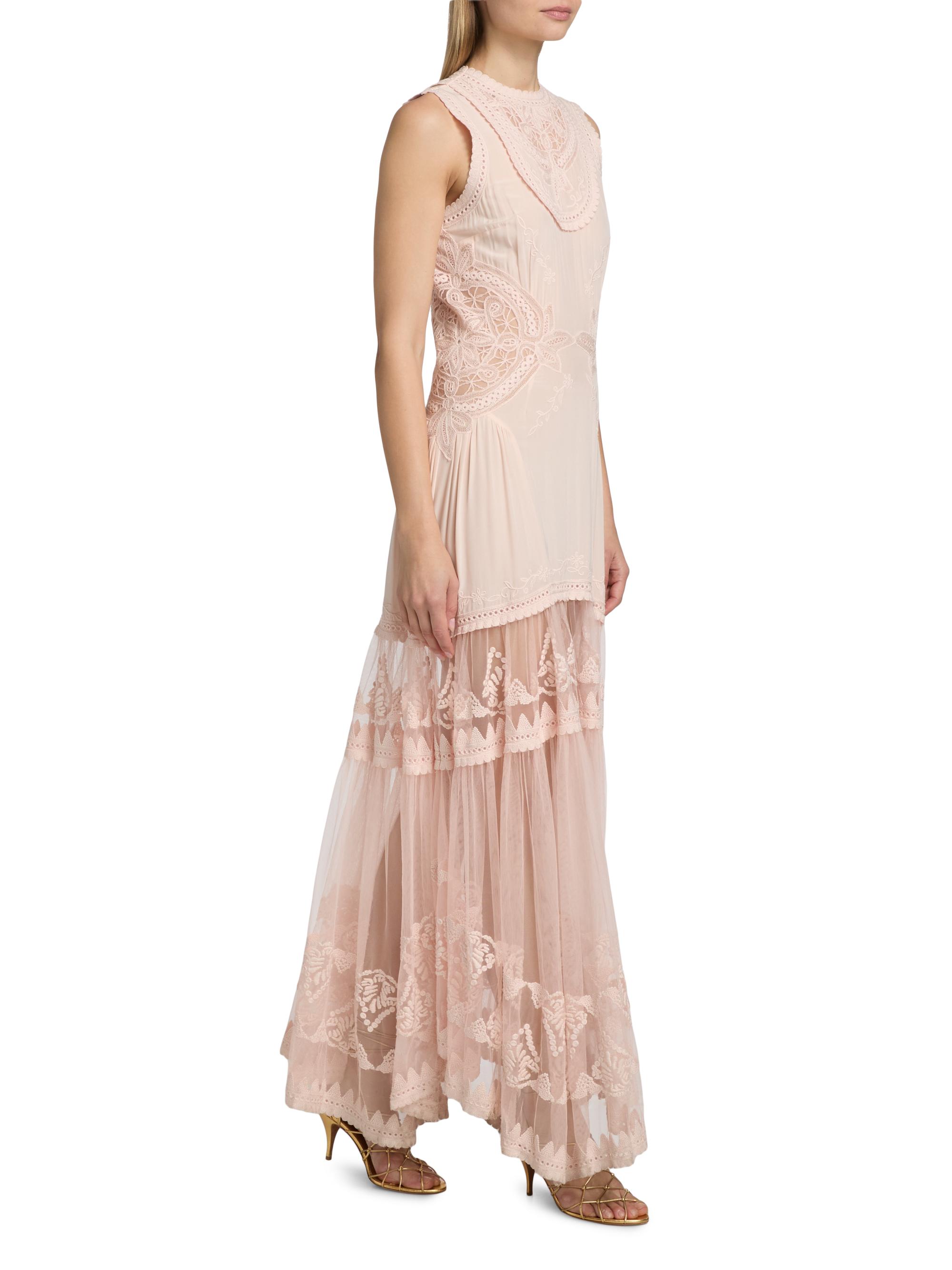 Ulla Johnson Women's Florence Embroidered Silk & Tulle Maxi Dress - Blush | Thumbnail 2