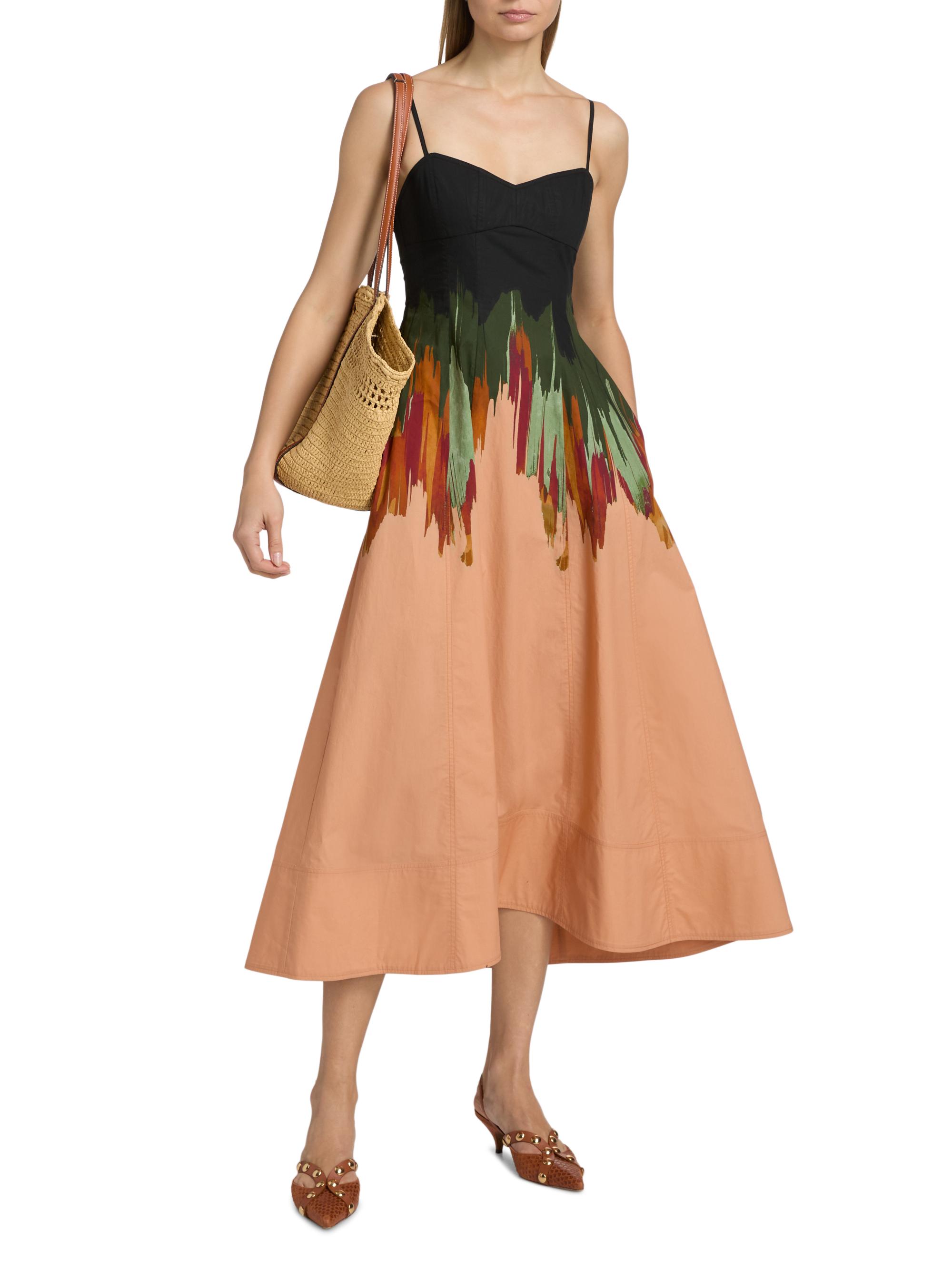 Ulla Johnson Women's Nova Splatter-Paint A-Line Midi-Dress - Agate | Thumbnail 3