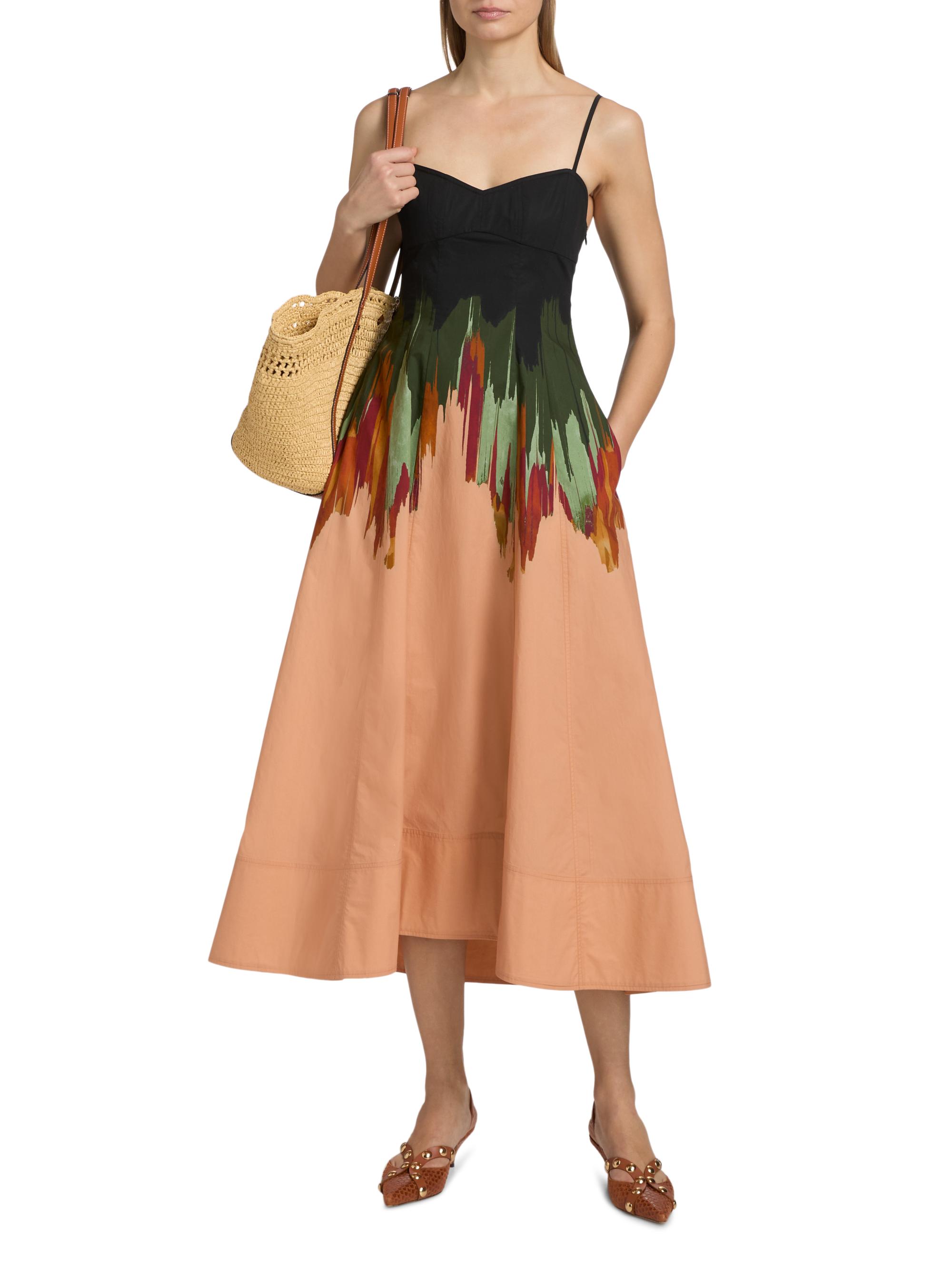 Ulla Johnson Women's Nova Splatter-Paint A-Line Midi-Dress - Agate | Thumbnail 2