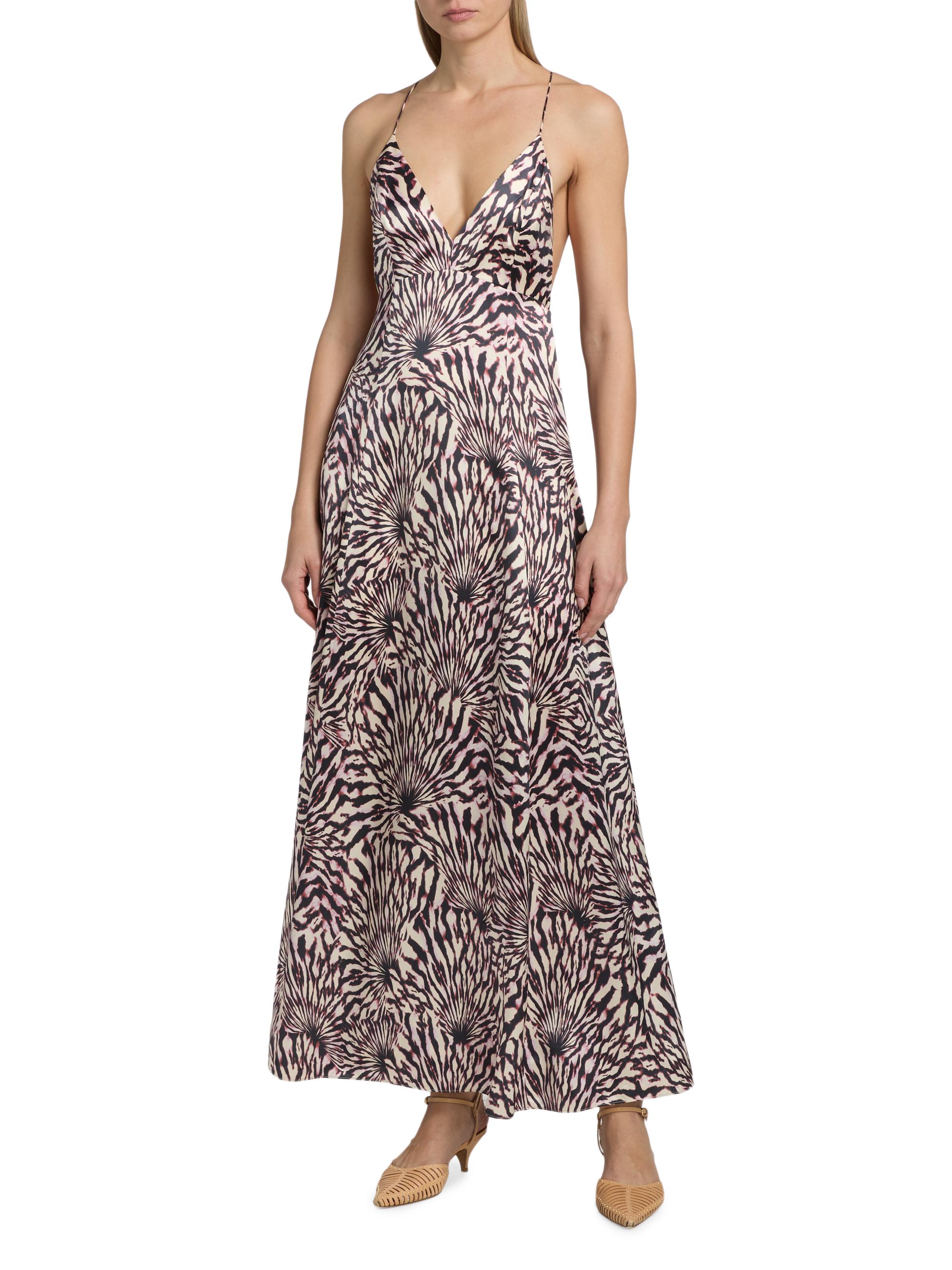 Ulla Johnson Women's Oriana Zebra-Print Satin A-Line Maxi Dress - Rhodonite | Thumbnail 3