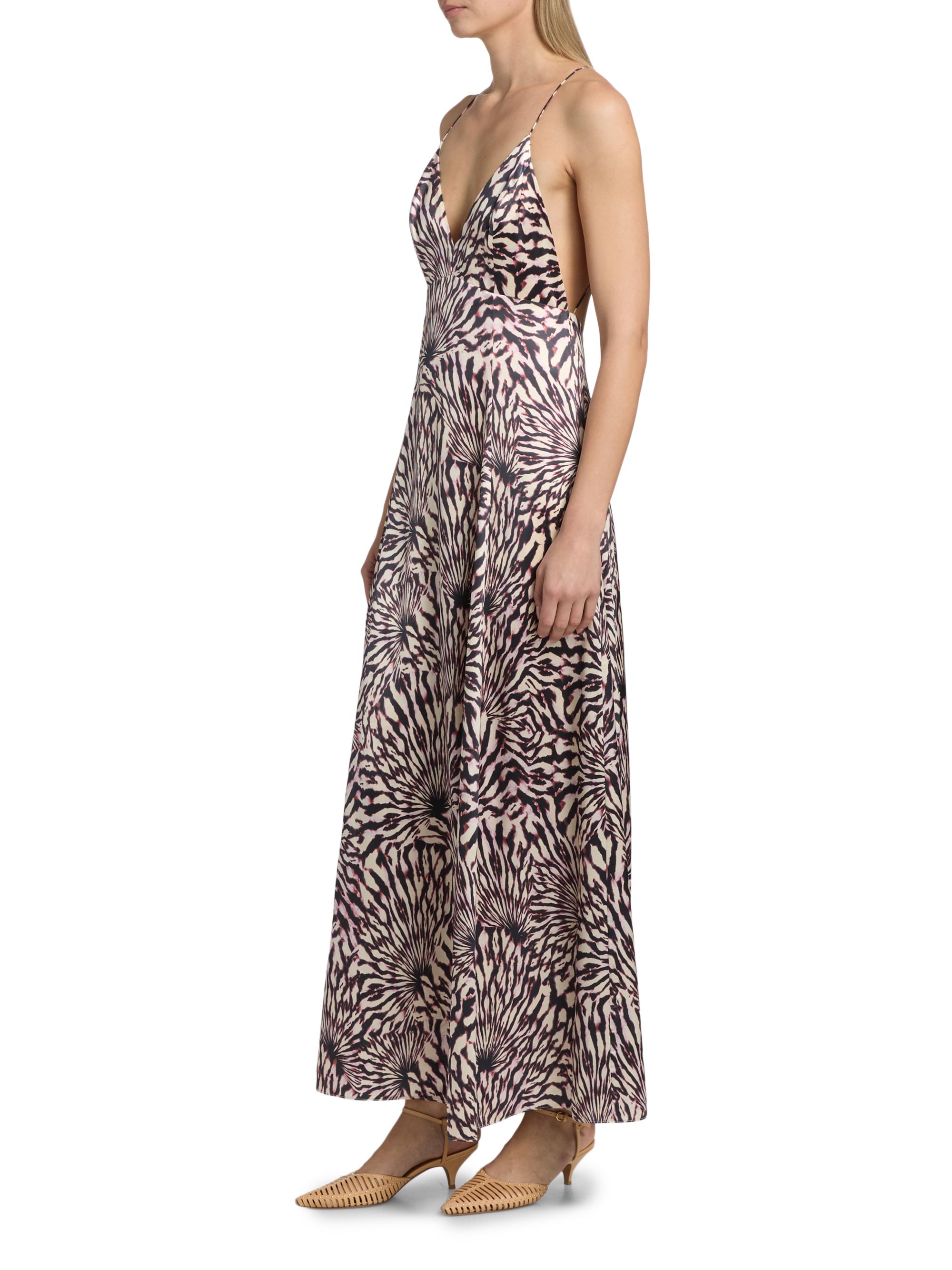 Ulla Johnson Women's Oriana Zebra-Print Satin A-Line Maxi Dress - Rhodonite | Thumbnail 4