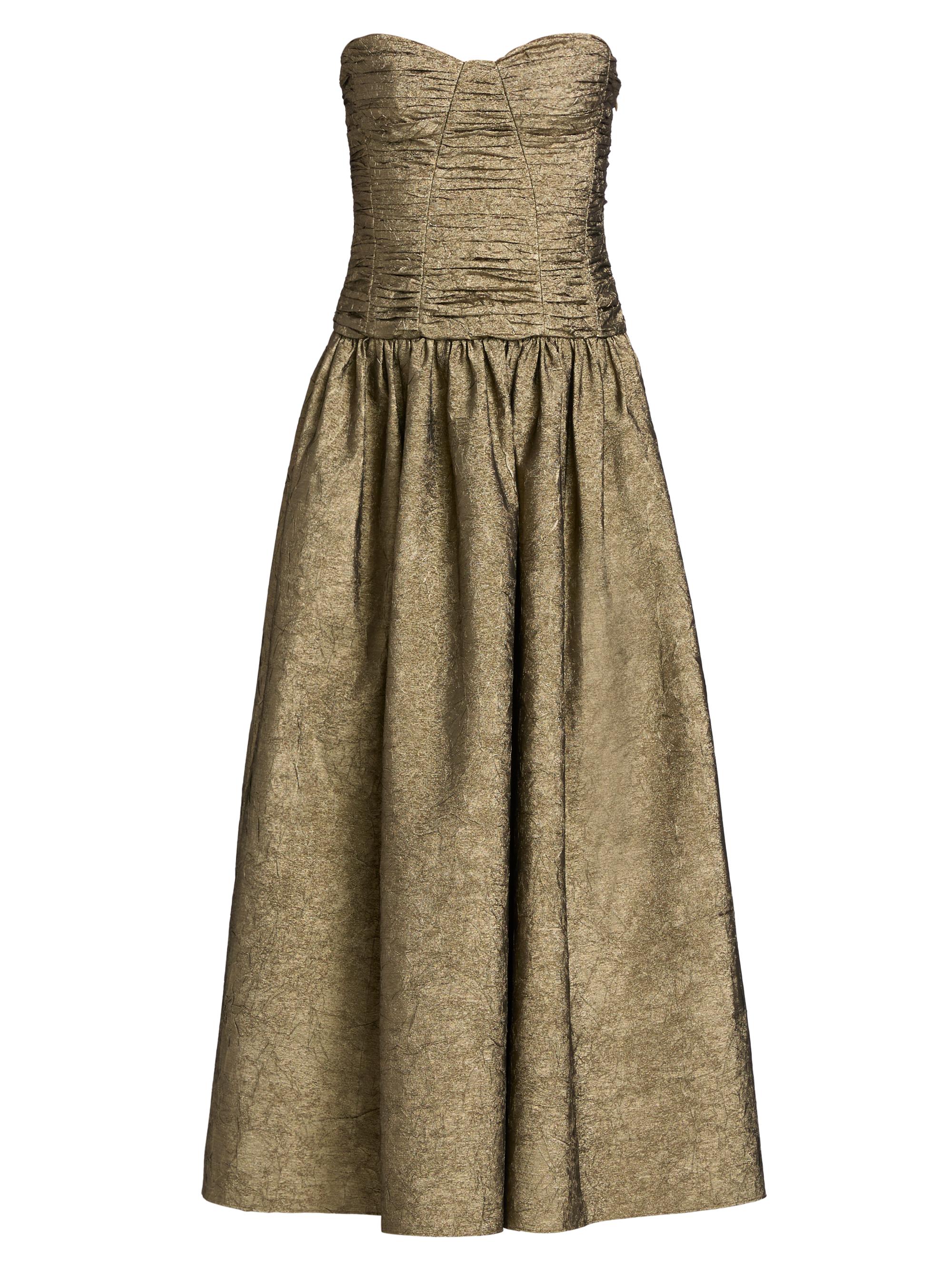 Ulla Johnson Women's Lumina Ruched Strapless Dress - Light Gold