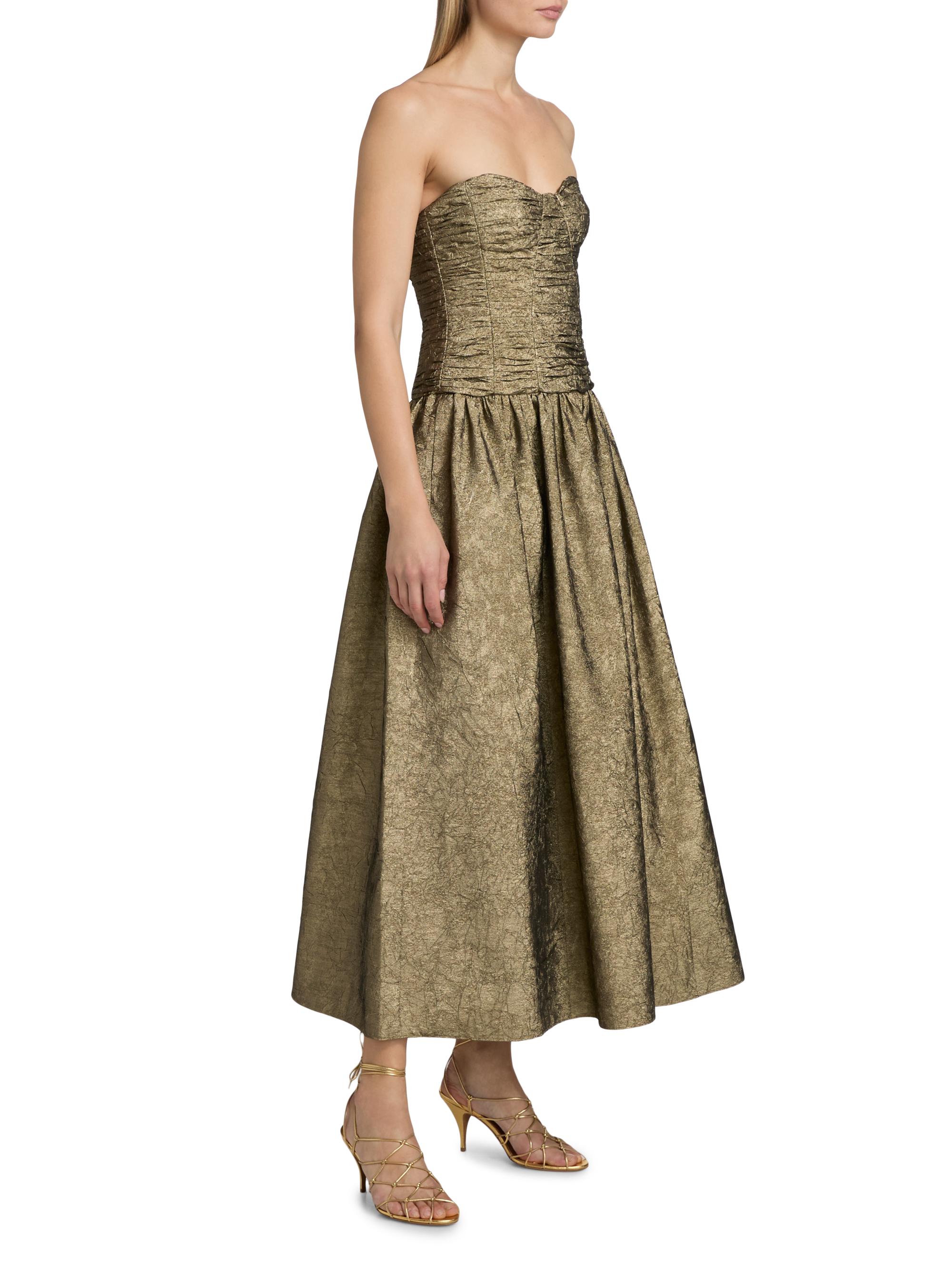 Ulla Johnson Women's Lumina Ruched Strapless Dress - Light Gold | Thumbnail 4