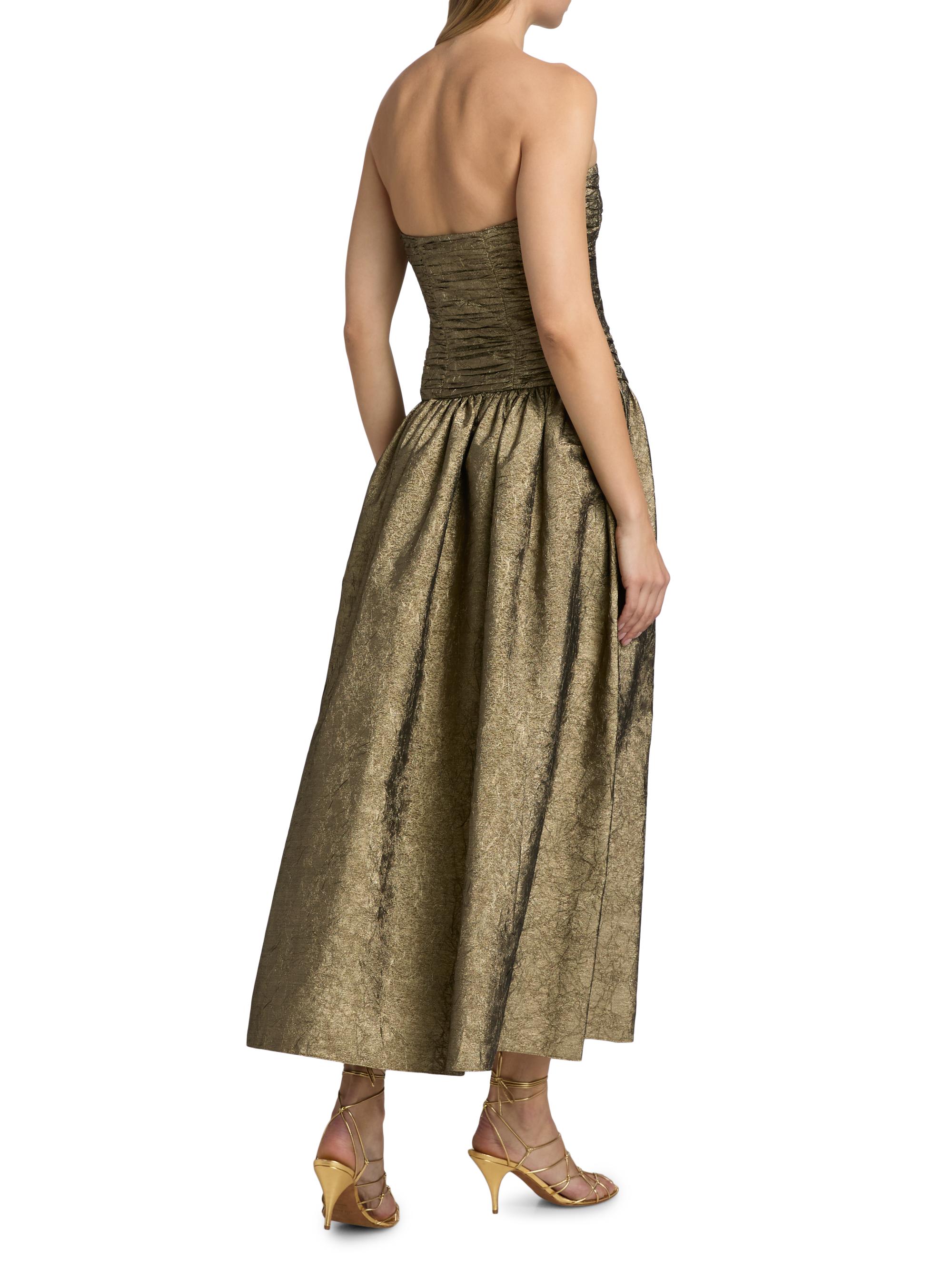 Ulla Johnson Women's Lumina Ruched Strapless Dress - Light Gold | Thumbnail 5