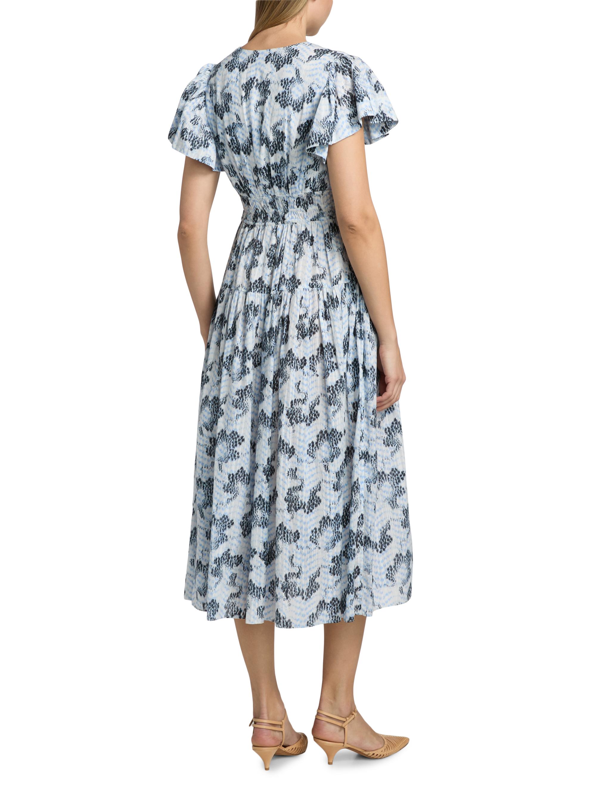 Ulla Johnson Women's Lyria Abstract Cotton-Blend Midi-Dress - Ciel | Thumbnail 5