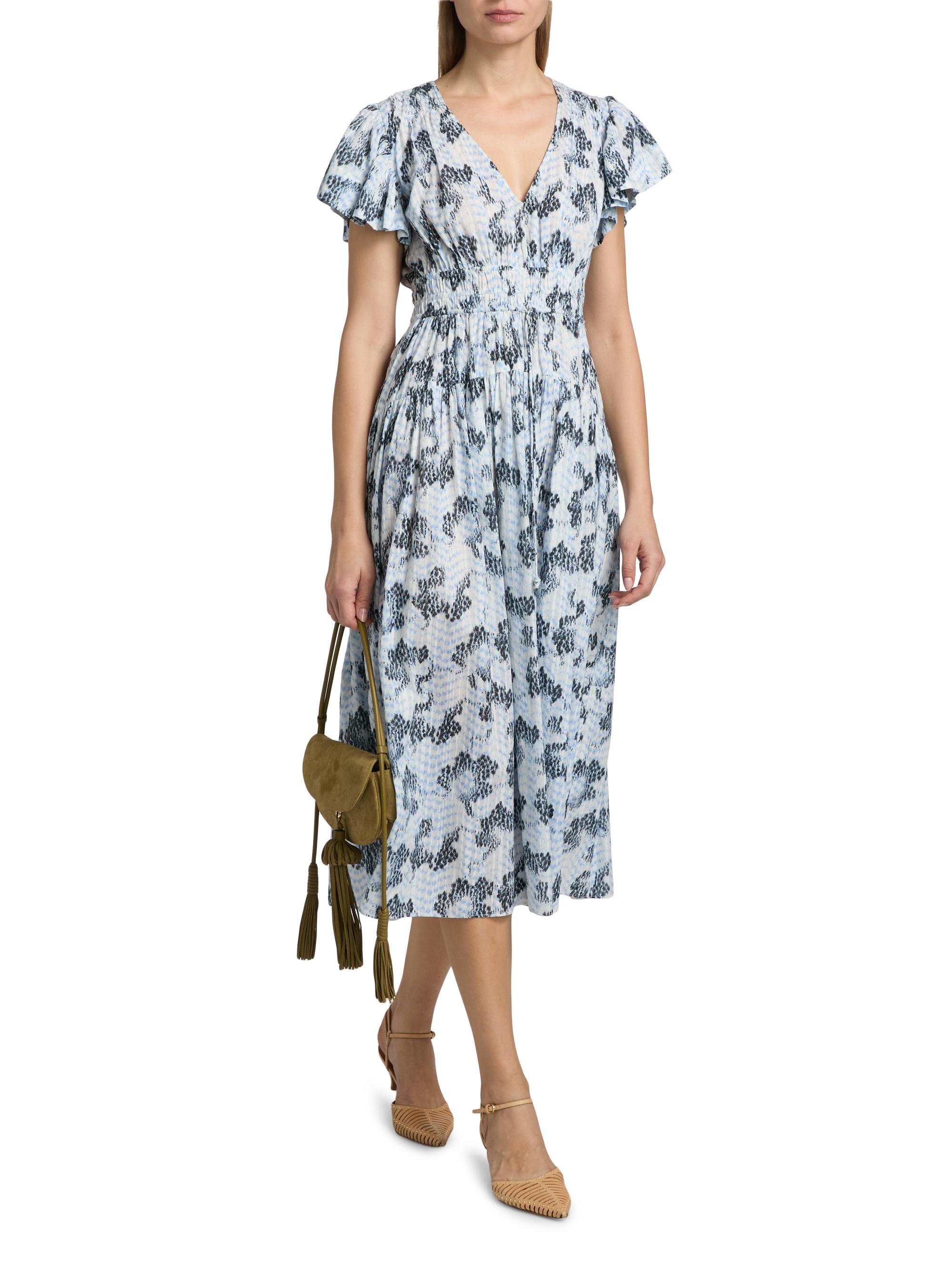 Ulla Johnson Women's Lyria Abstract Cotton-Blend Midi-Dress - Ciel | Thumbnail 2