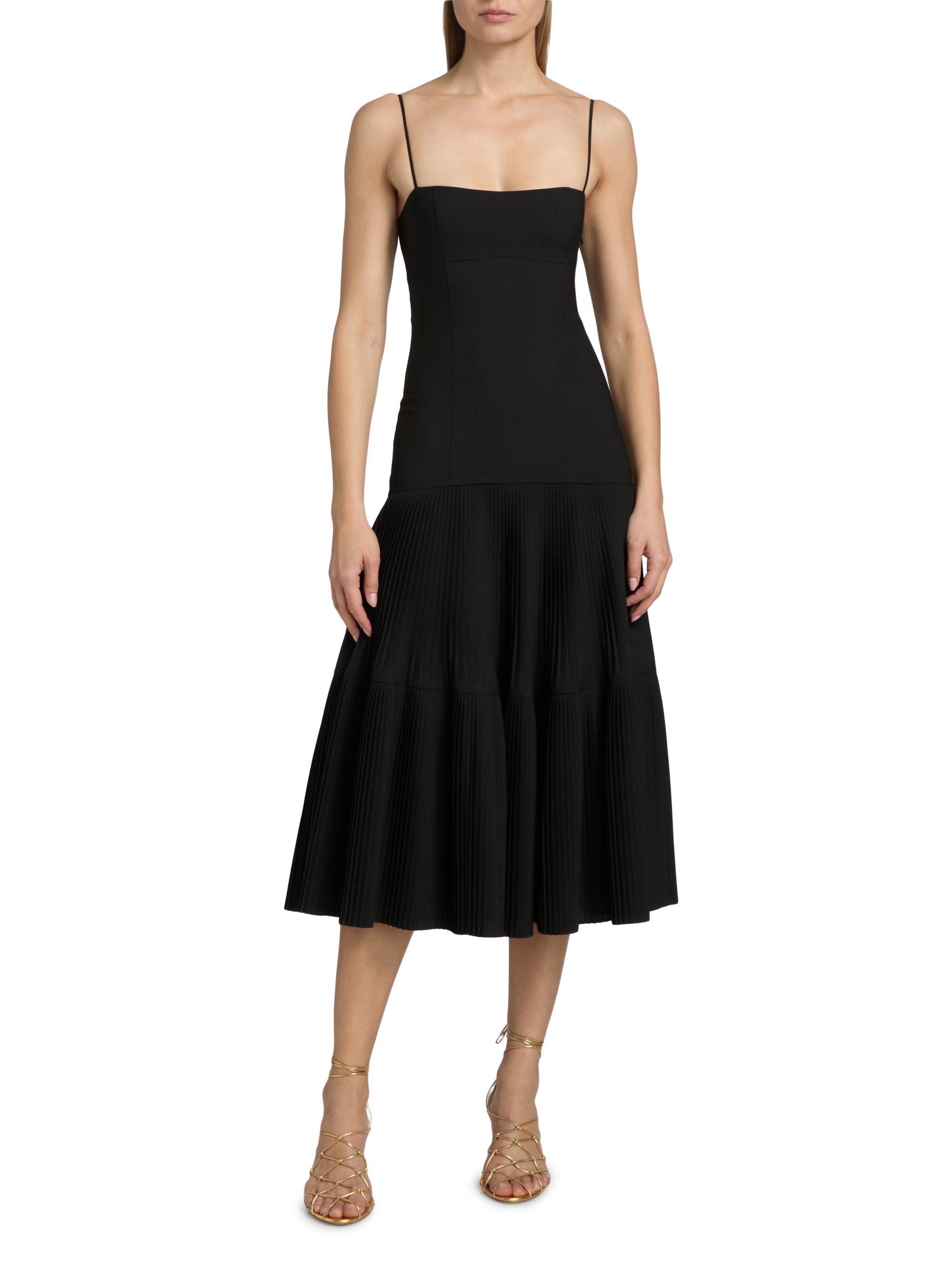 Ulla Johnson Women's Matilda Pleated Wool-Blend Midi-Dress - Noir | Thumbnail 3