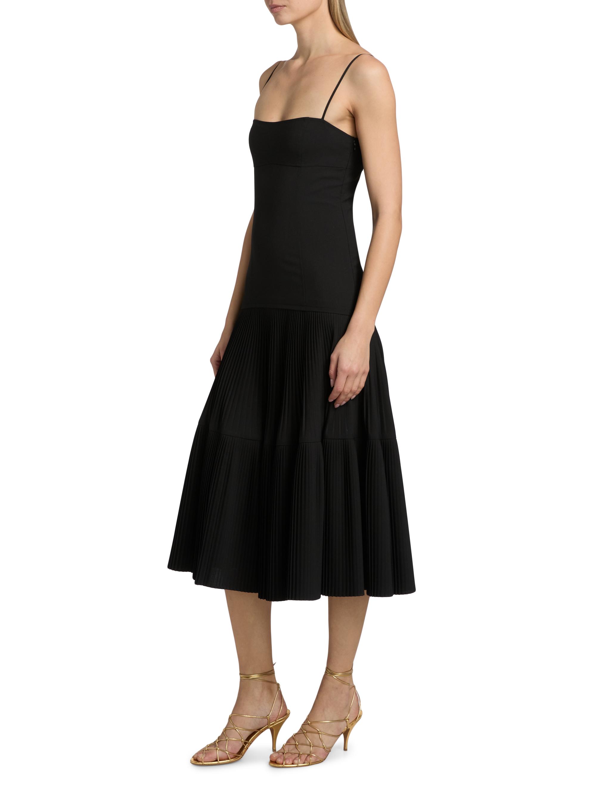 Ulla Johnson Women's Matilda Pleated Wool-Blend Midi-Dress - Noir | Thumbnail 4