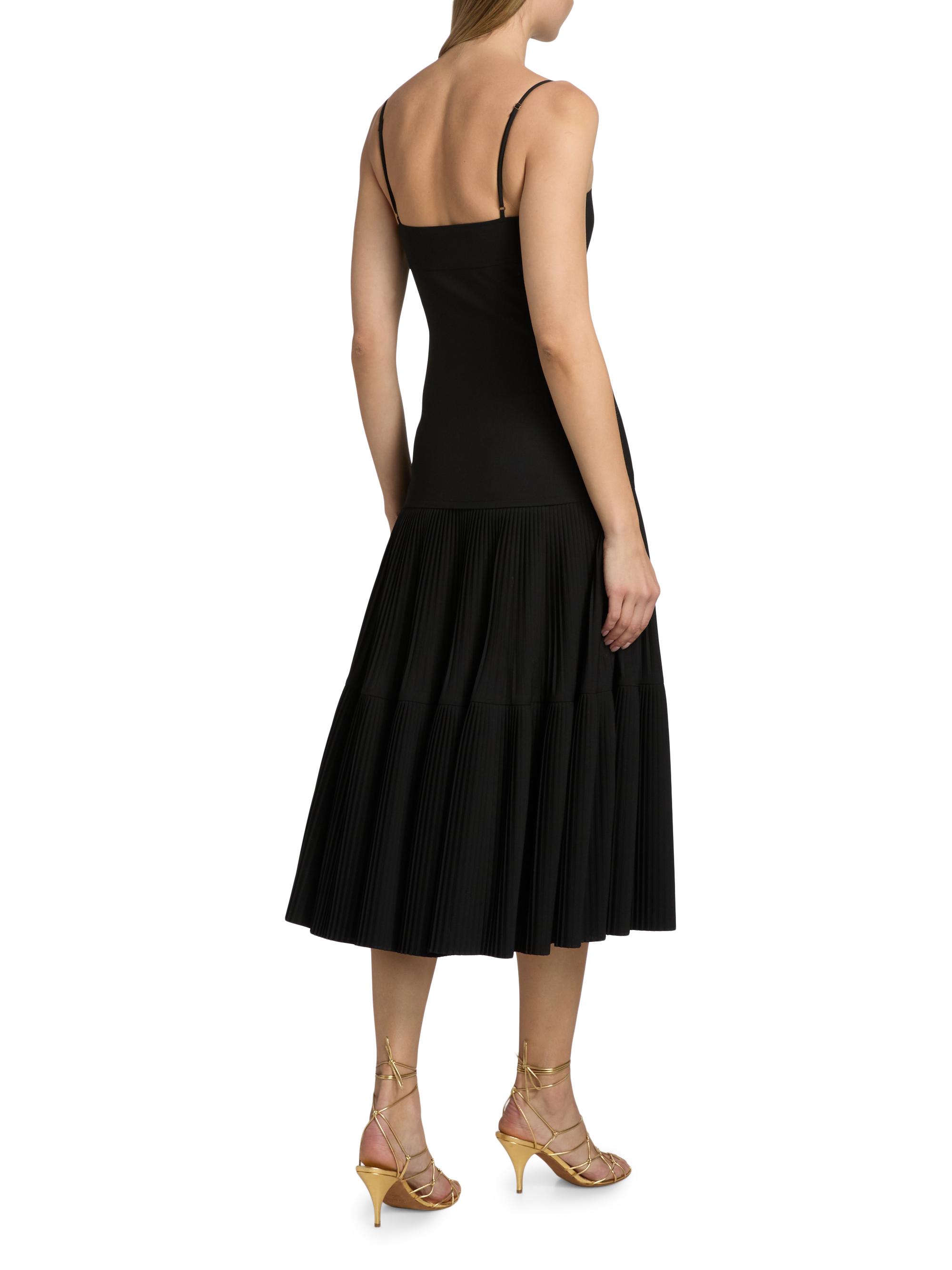Ulla Johnson Women's Matilda Pleated Wool-Blend Midi-Dress - Noir | Thumbnail 5