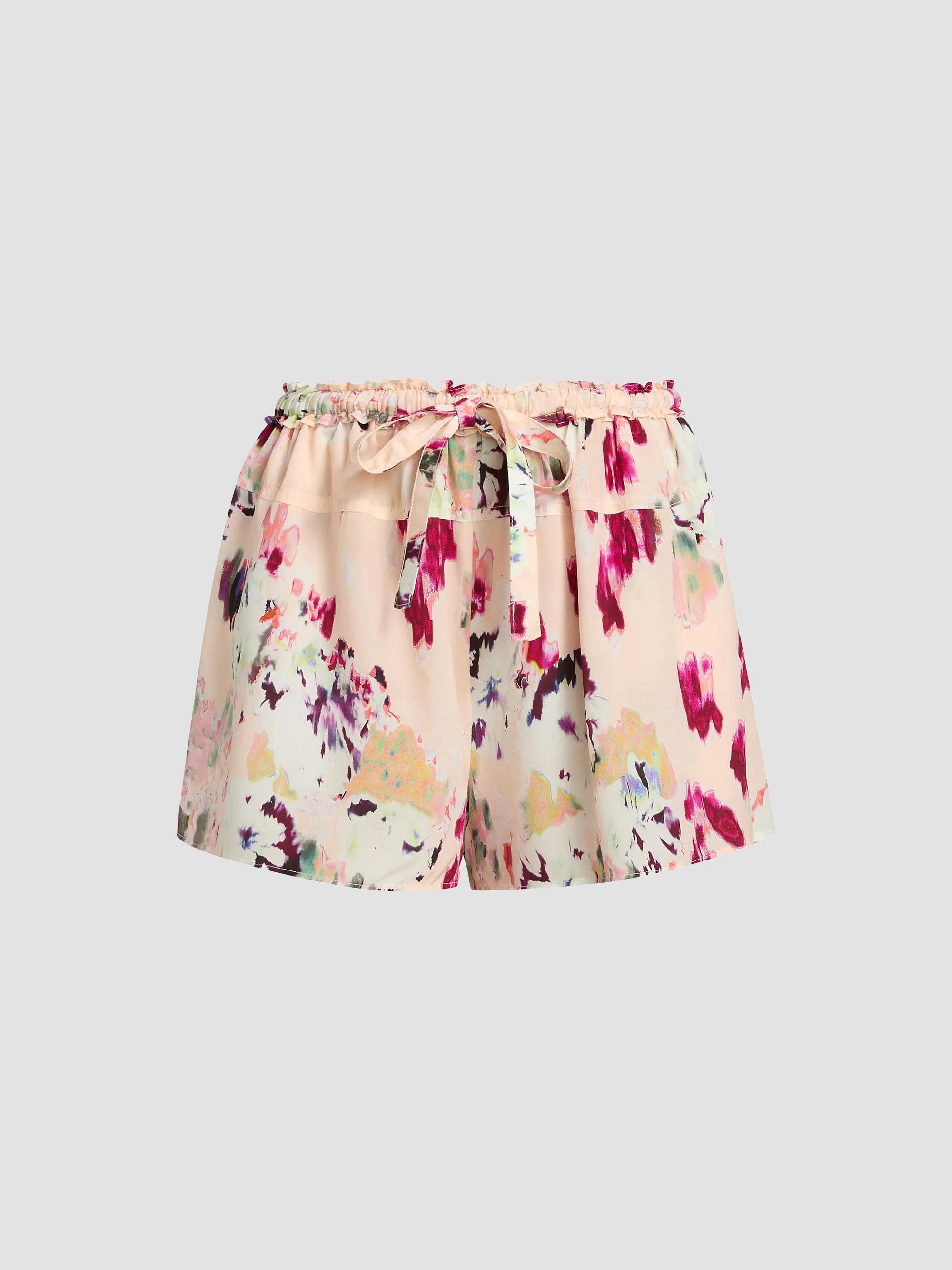 Ulla Johnson Women's Aurielle Printed Silk Shorts - Summer Garden - Size 2