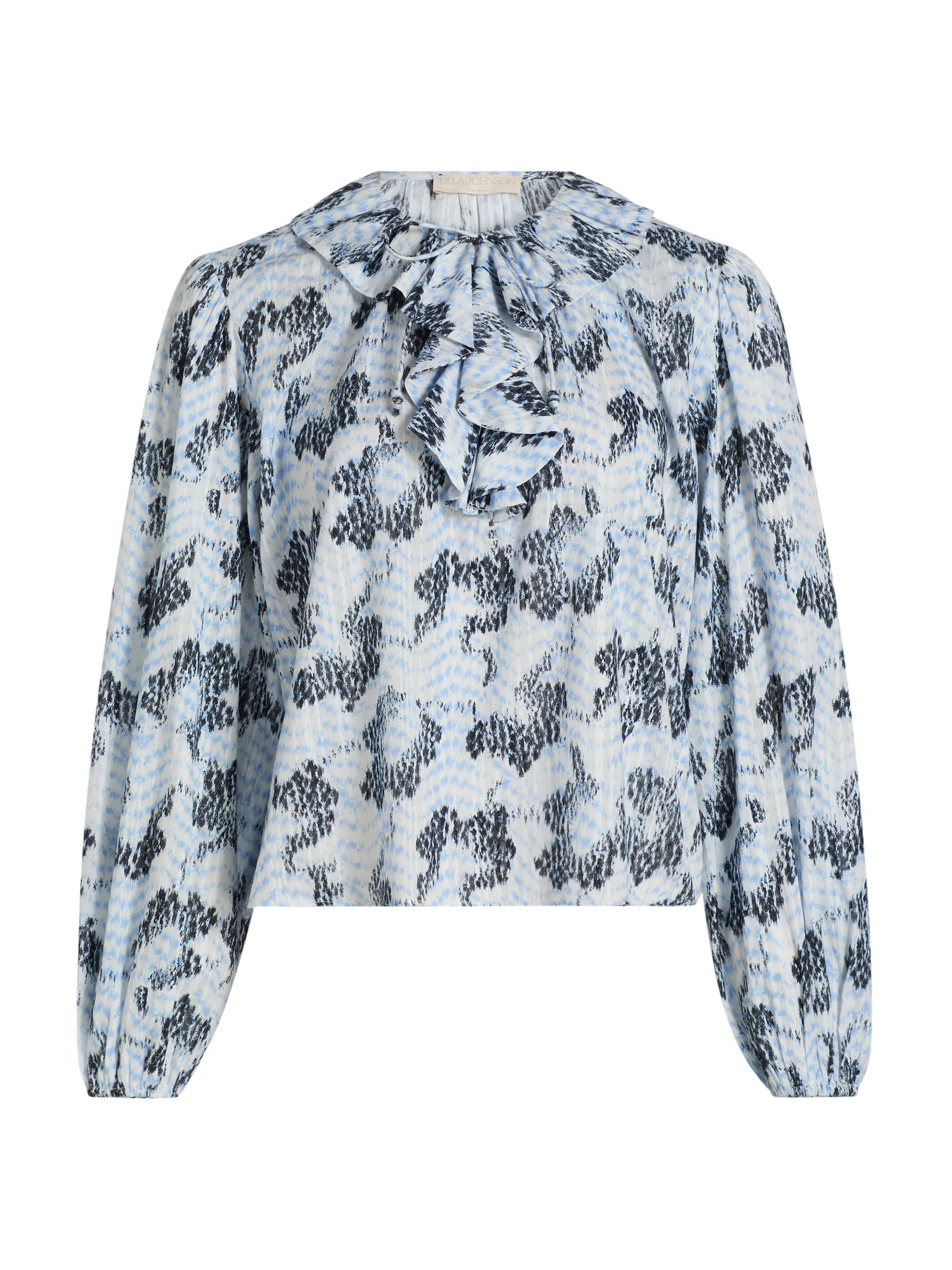 Ulla Johnson Women's Siena Snakeskin-Printed Cotton-Blend Top - Ciel