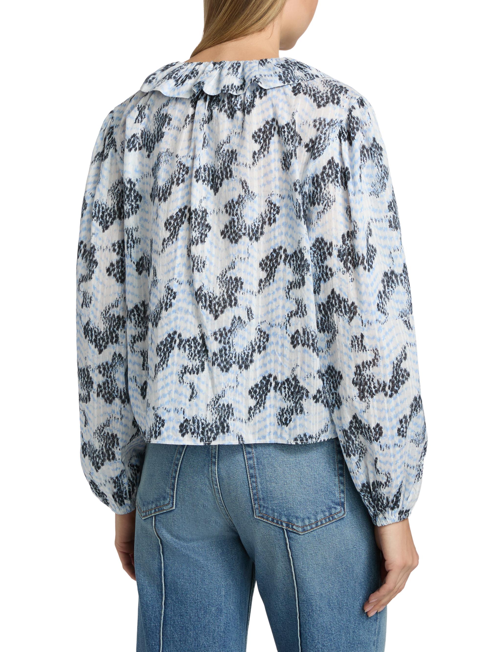 Ulla Johnson Women's Siena Snakeskin-Printed Cotton-Blend Top - Ciel | Thumbnail 5