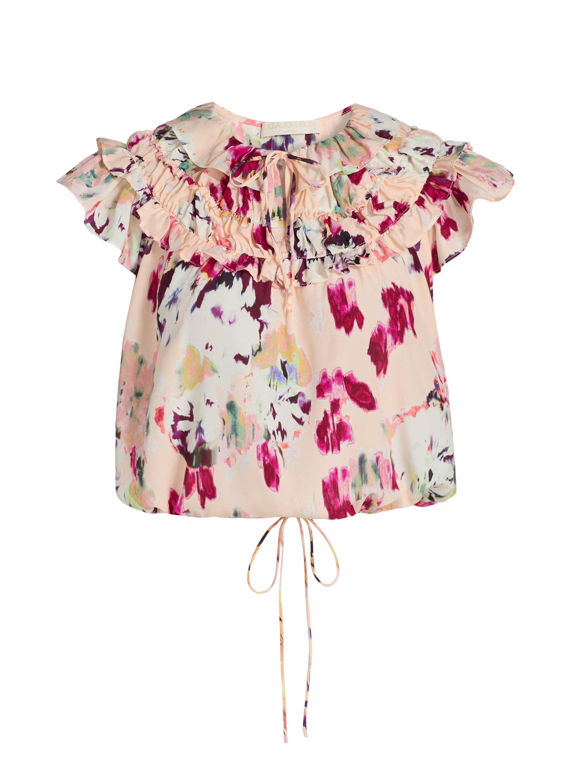 Ulla Johnson Women's Eleonore Ruffled Floral Silk Tieneck Top - Summer Garden