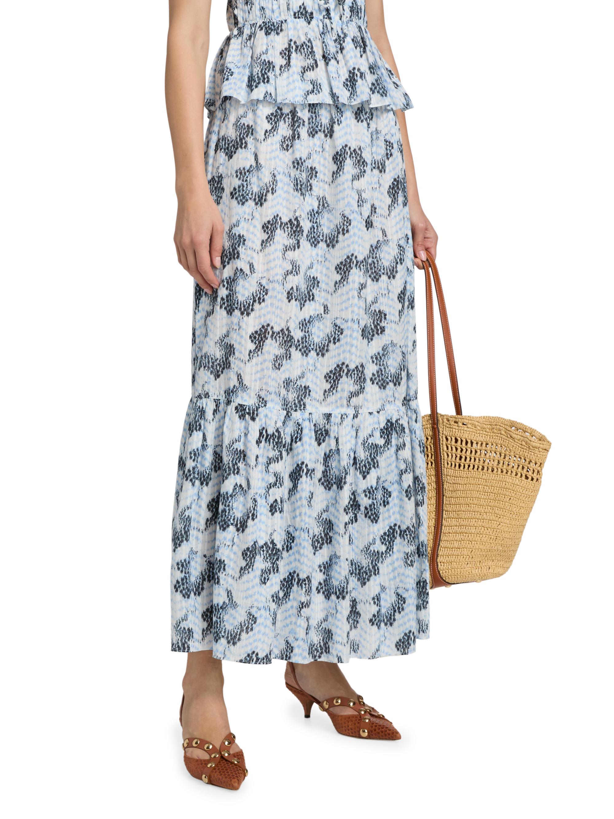Ulla Johnson Women's Olina Printed Cotton A-Line Maxi Skirt - Ciel | Thumbnail 4