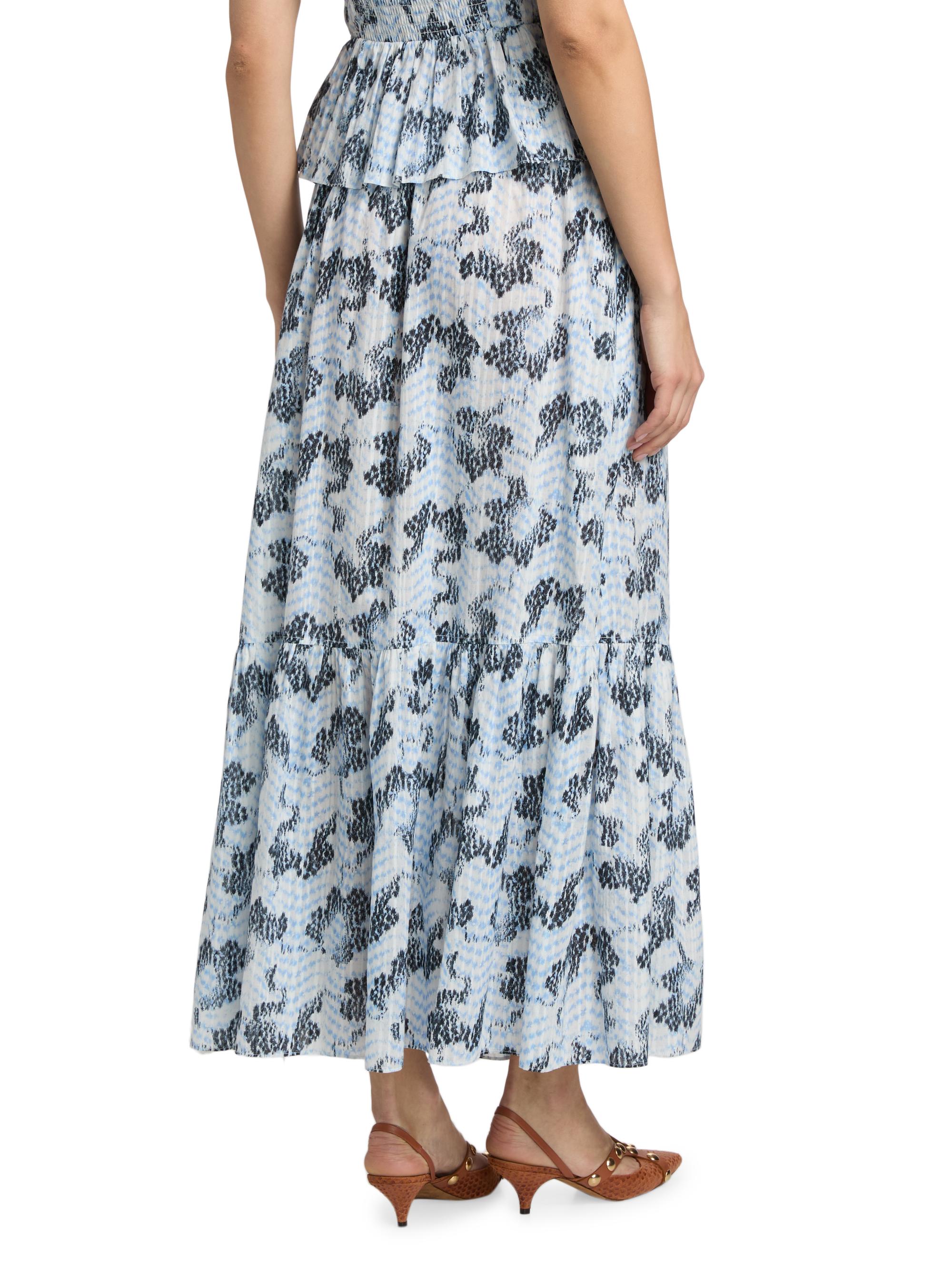Ulla Johnson Women's Olina Printed Cotton A-Line Maxi Skirt - Ciel | Thumbnail 5