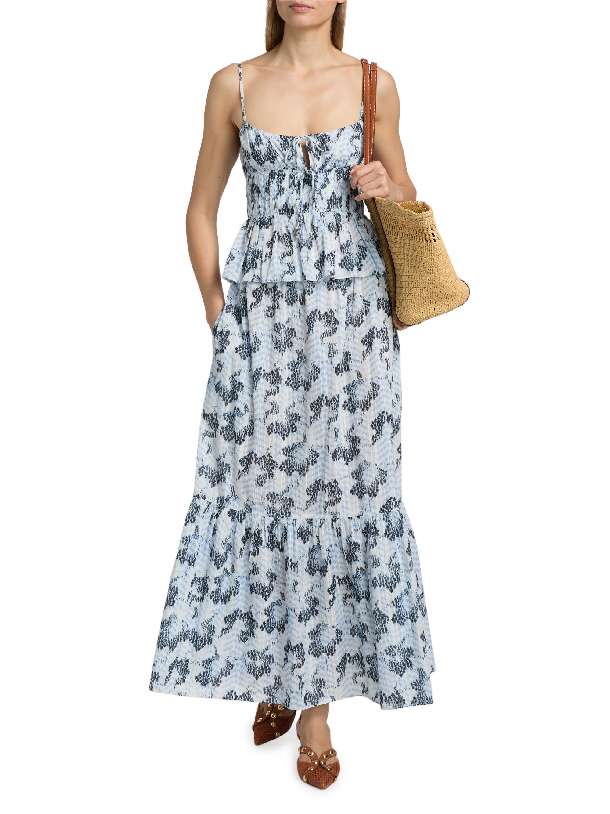 Ulla Johnson Women's Olina Printed Cotton A-Line Maxi Skirt - Ciel | Thumbnail 2