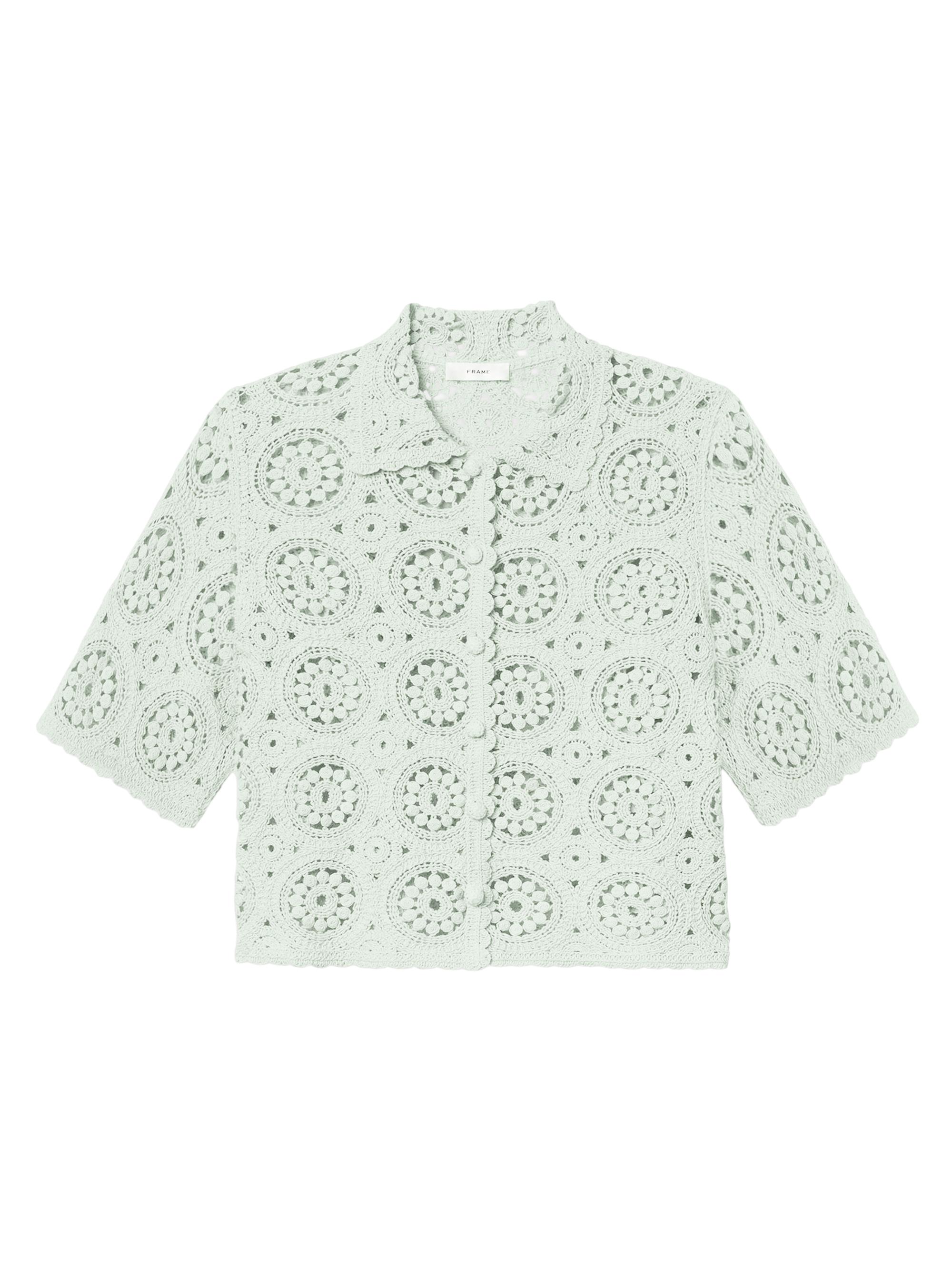 FRAME Women's The Crochet Boxy Top - Mint | Thumbnail 9