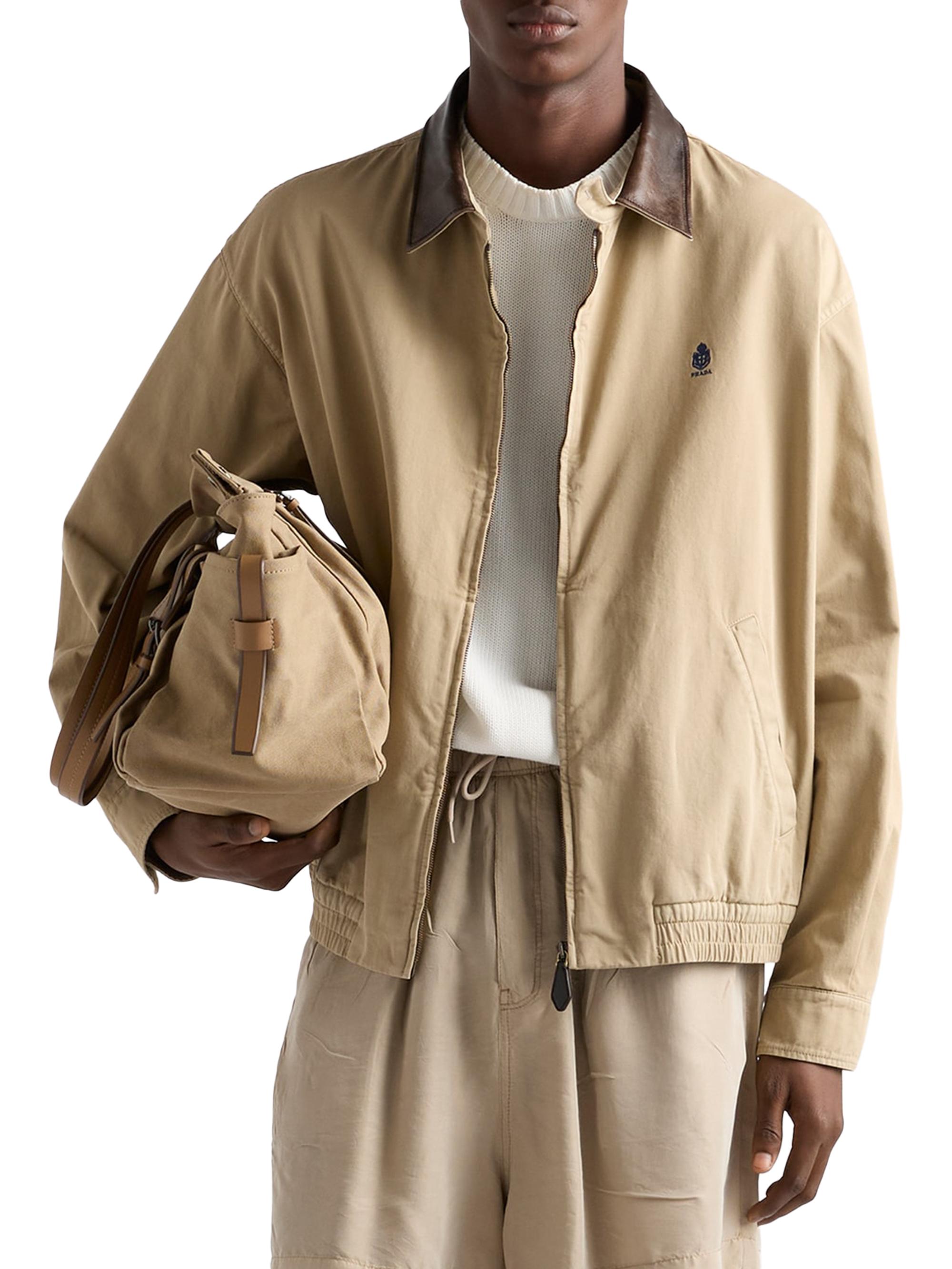 Prada Cotton Jacket with Leather Details | Saks Fifth Avenue