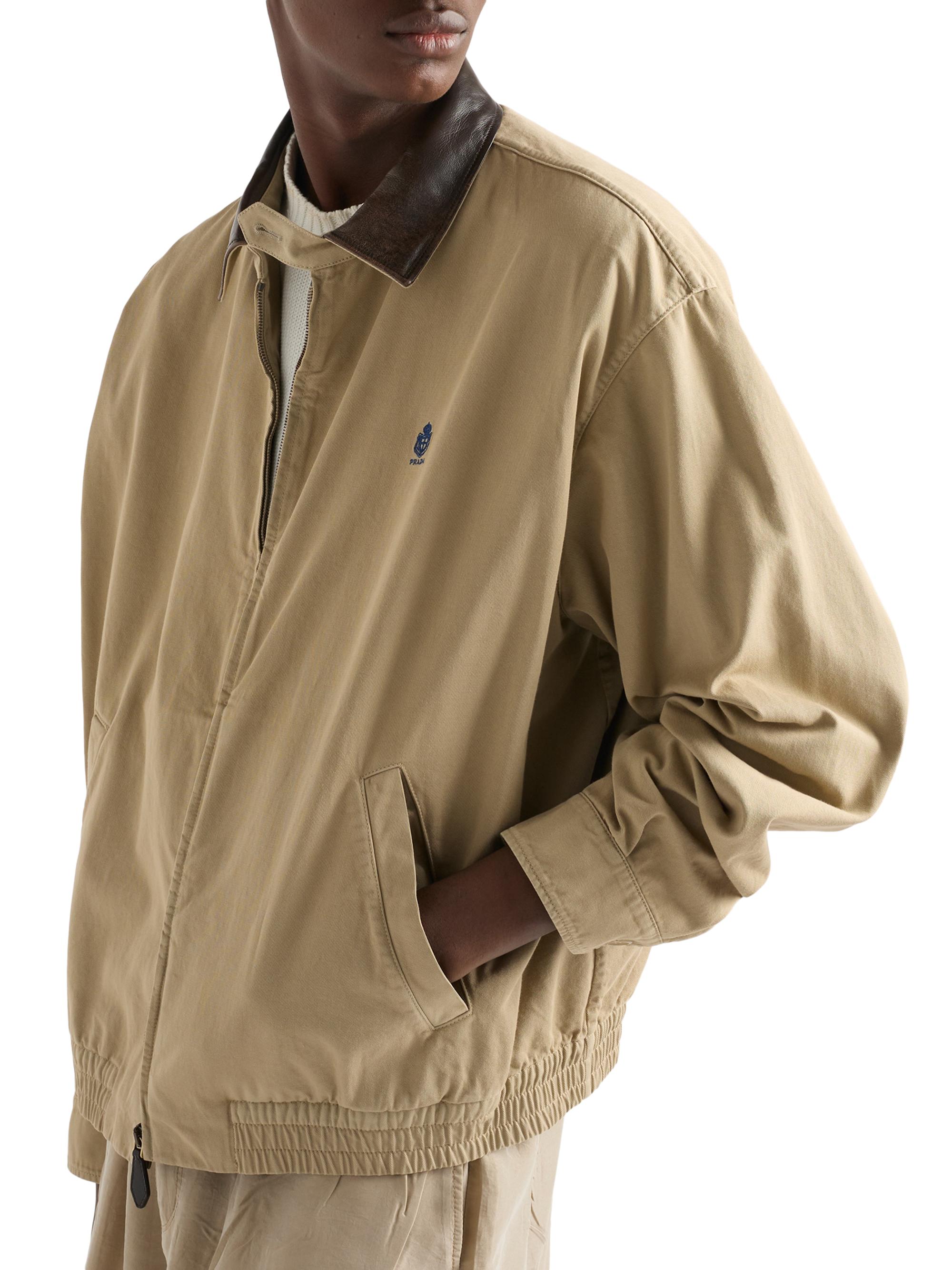 Prada Cotton Jacket with Leather Details | Saks Fifth Avenue