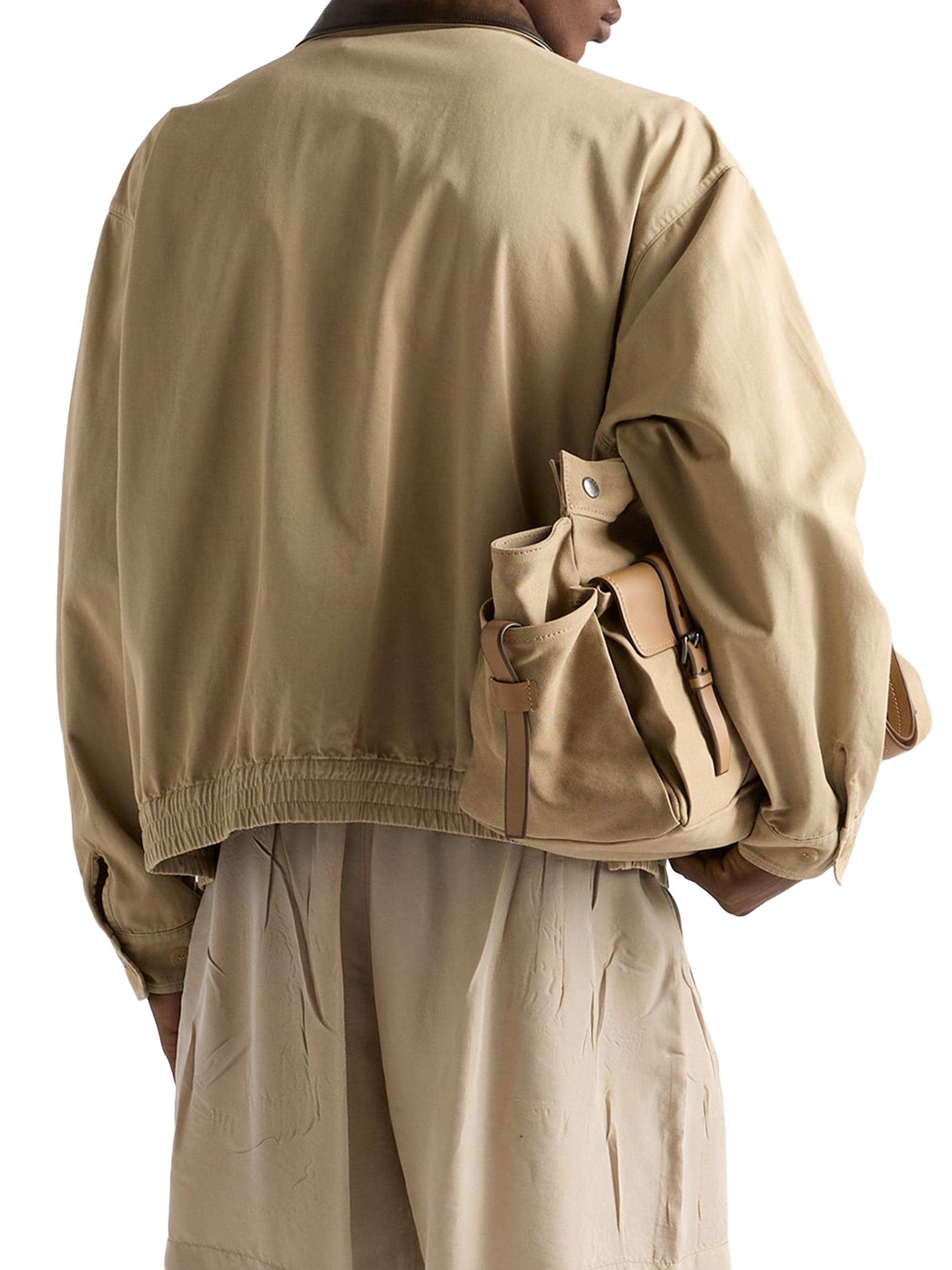 Prada Cotton Jacket with Leather Details | Saks Fifth Avenue