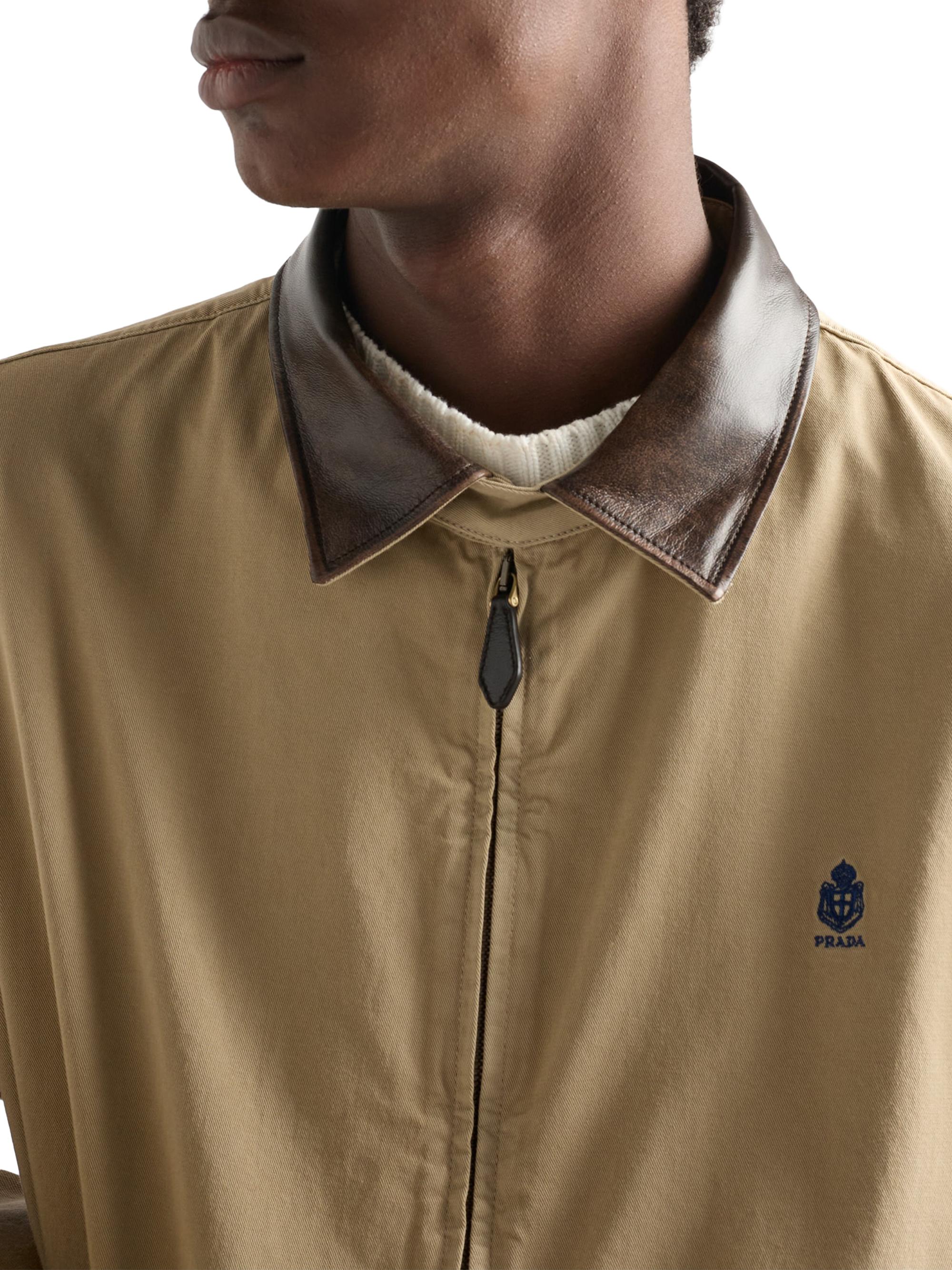Prada Cotton Jacket with Leather Details | Saks Fifth Avenue