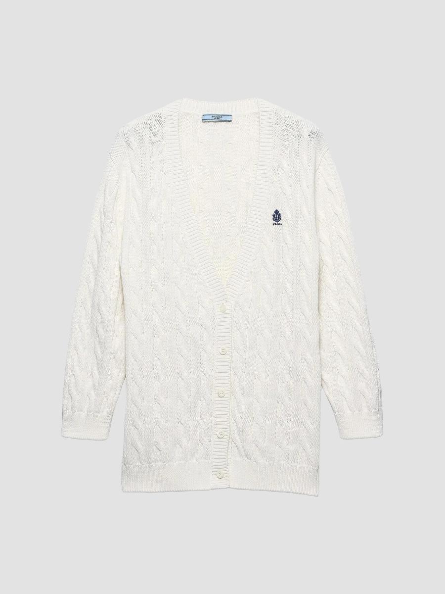 Prada Cable-Knit Cotton Cardigan | Saks Fifth Avenue