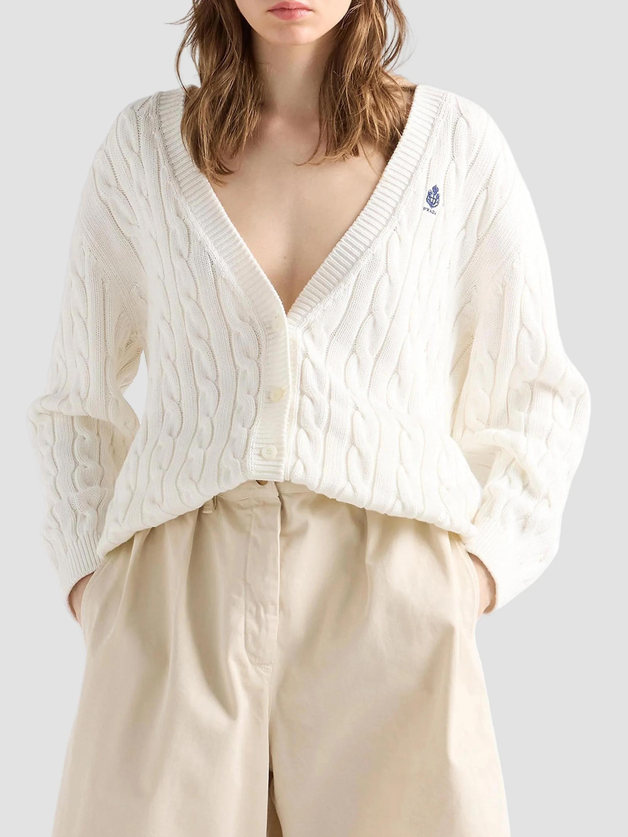 Prada Cable-Knit Cotton Cardigan | Saks Fifth Avenue