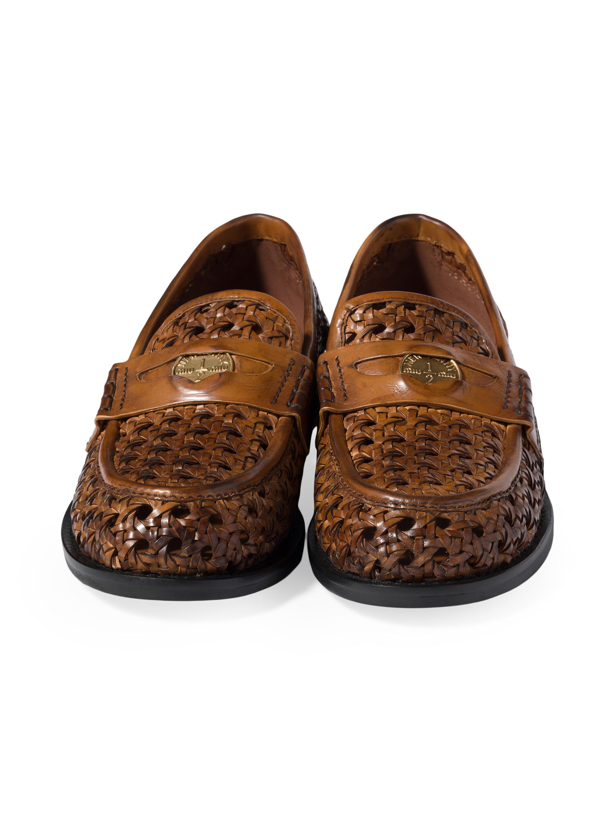 Miu Miu Woven Leather Loafers | Saks Fifth Avenue