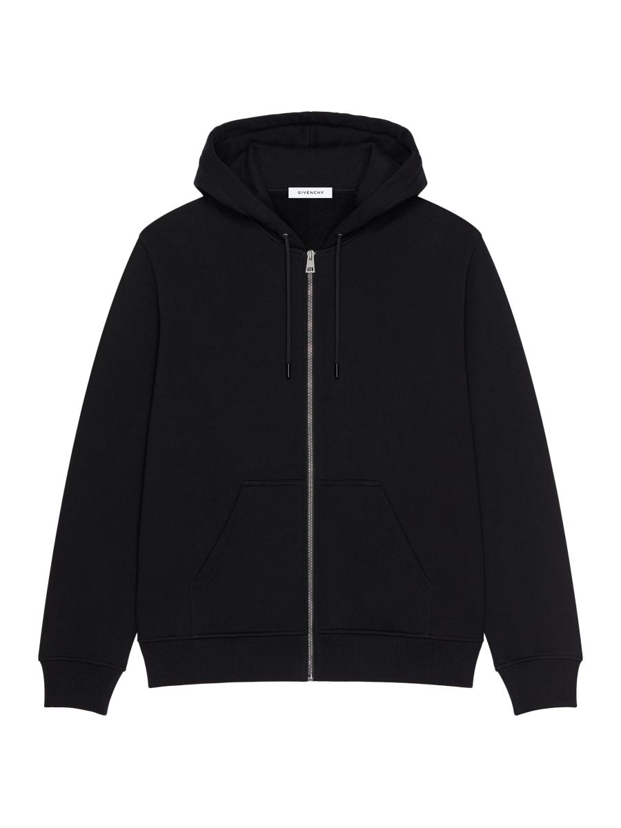 GIVENCHY ブラックパーカー Givenchy Zipped Hoodie in Fleece with Photographic Negative Print