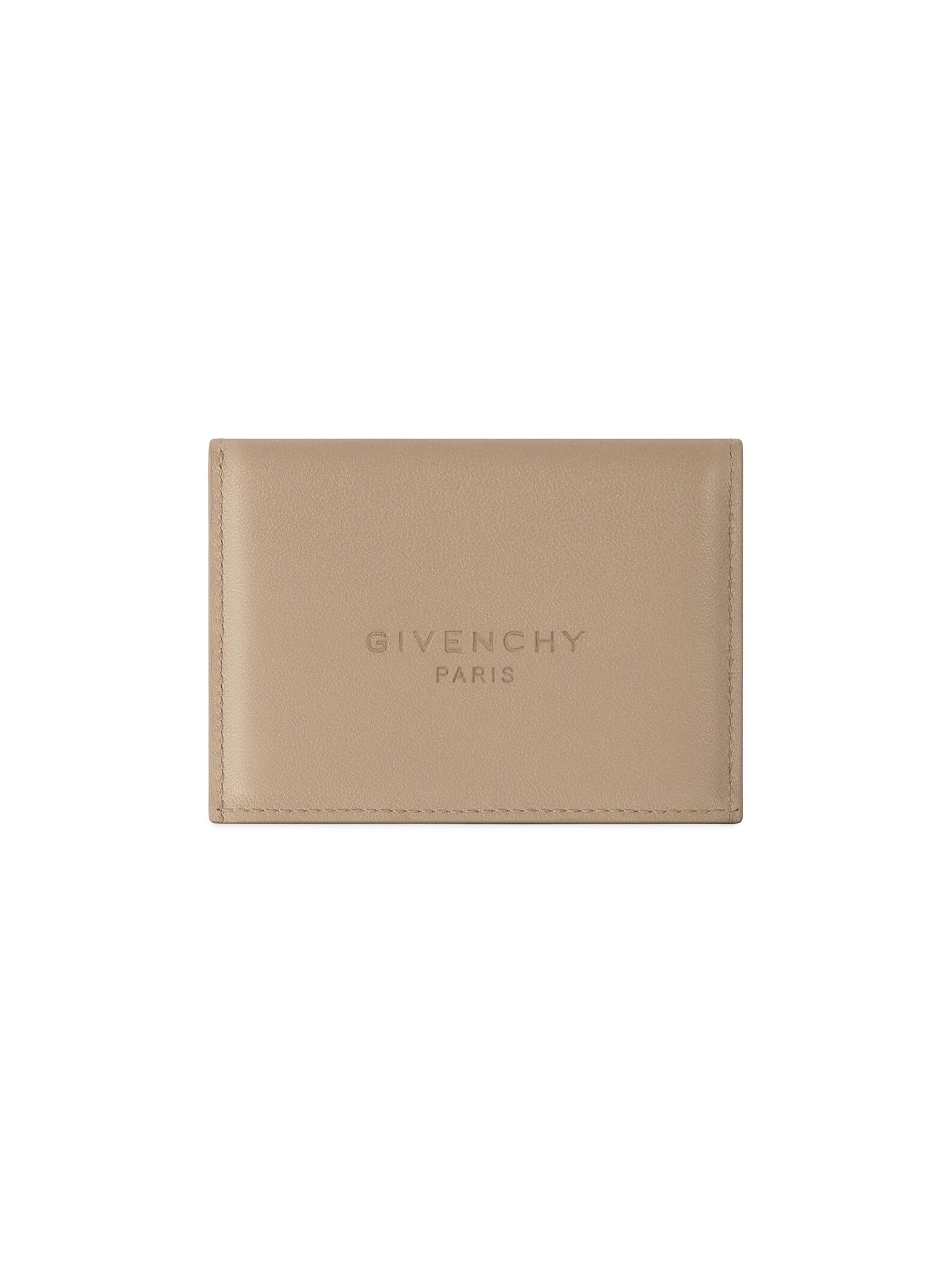 Givenchy Men's Antigona Stamped Bicolor Flap Card Holder in Leather - Beige | Thumbnail 4