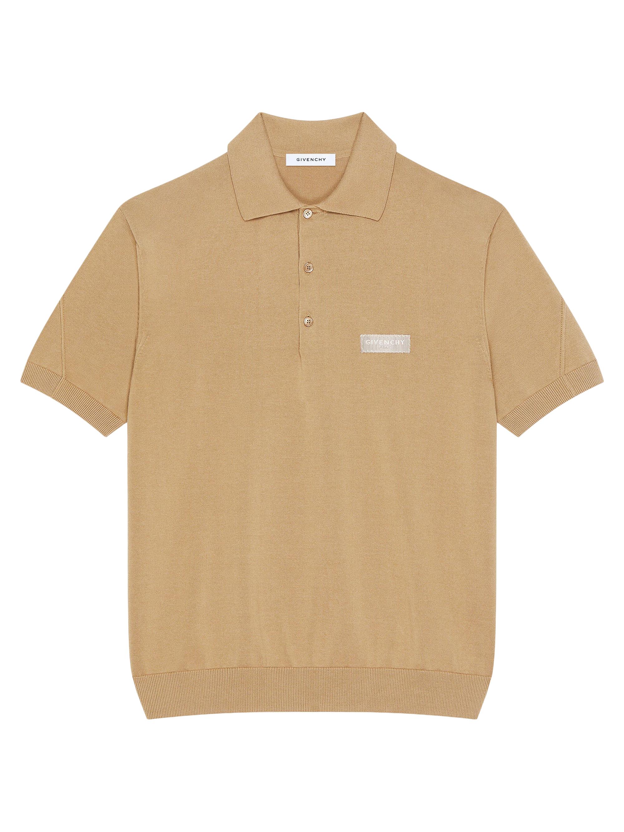 Givenchy Men's Couture Seam Polo Shirt in Cotton with Gros Grain Detail - Beige