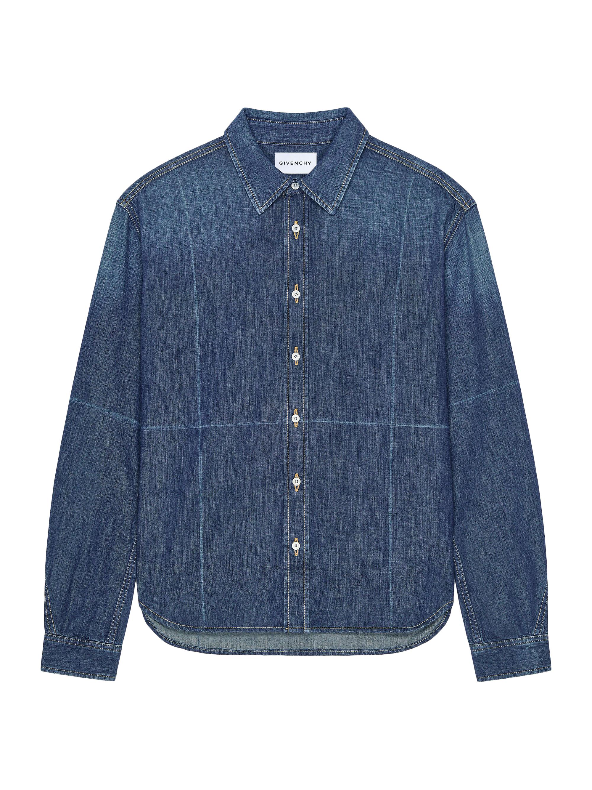 Givenchy Men's Shirt in Denim with Folded Effect - Indigo Blue