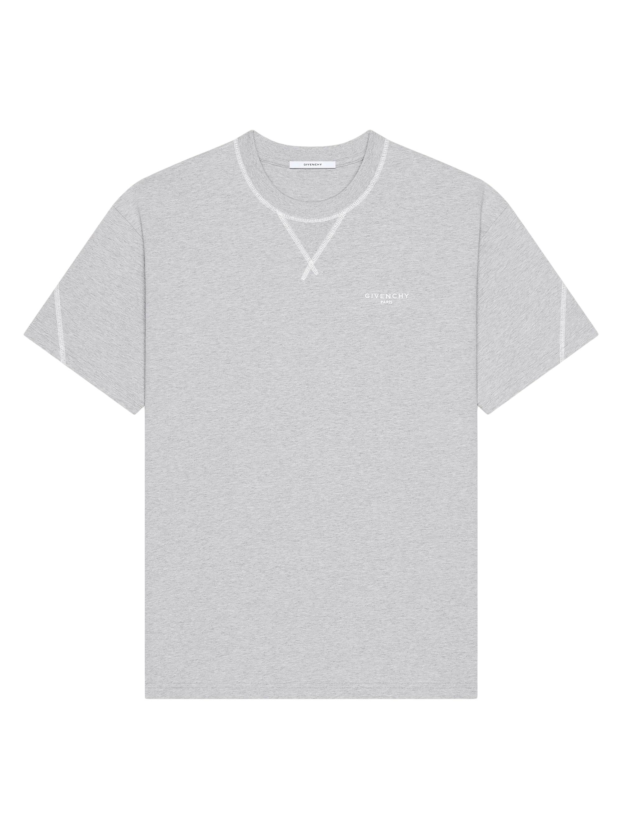 Givenchy Men's Couture Seam T-Shirt in Cotton with Embroidery - Light Grey Melange | Thumbnail 4